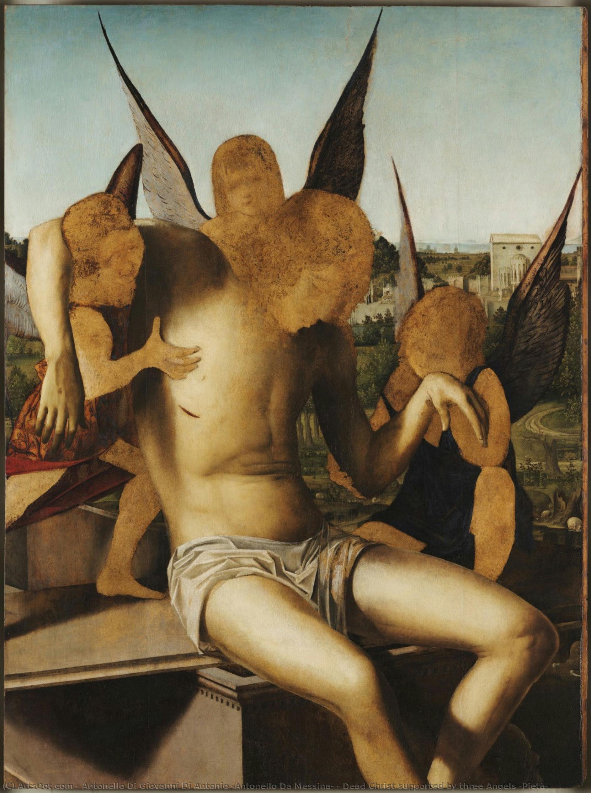 Die Leiche Christi Von Drei Engeln Gestützt — Antonello Di Giovanni Di Antonio (antonello Da Messina)