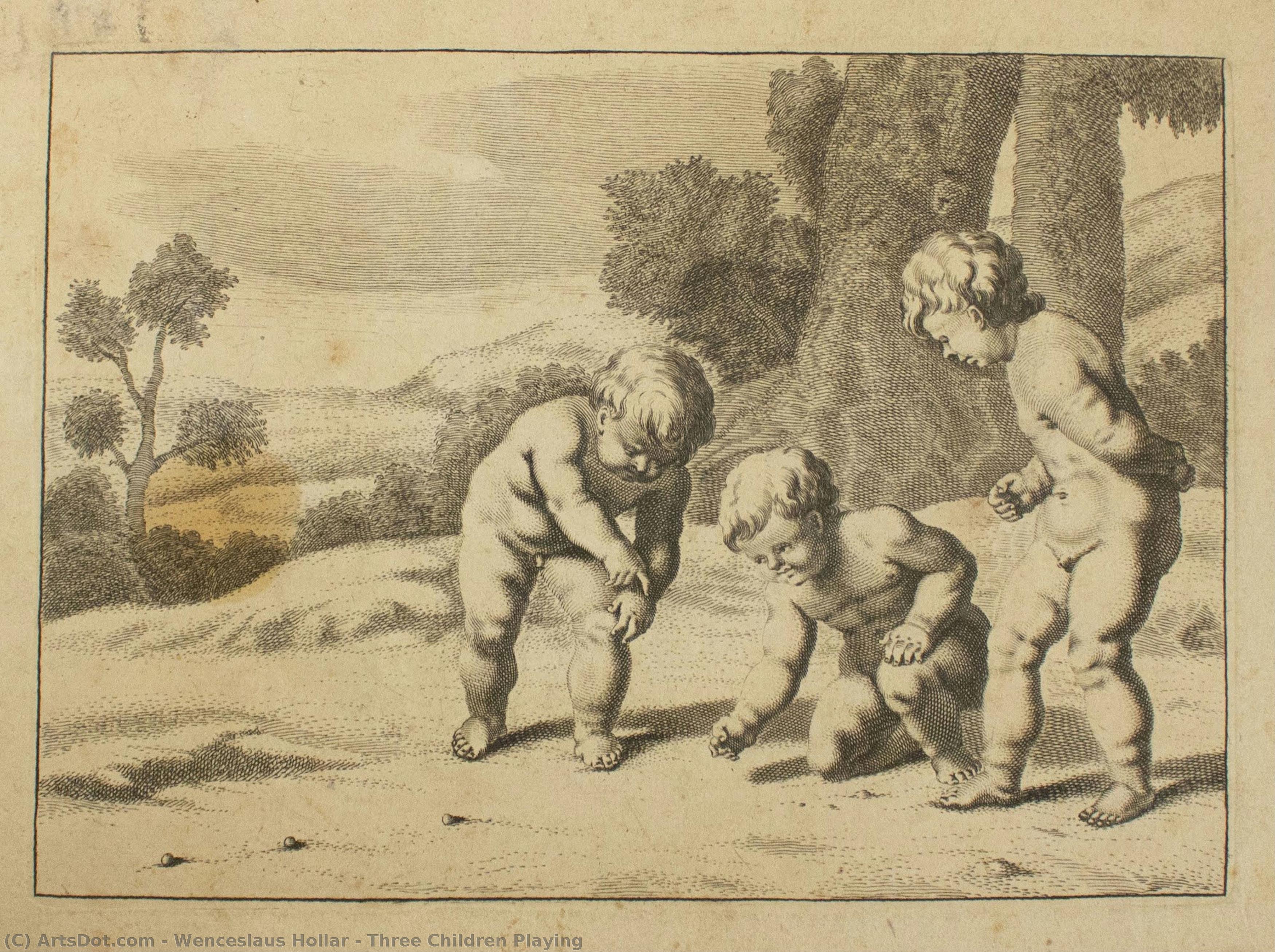 wenceslaus hollar - Three Children Playing
