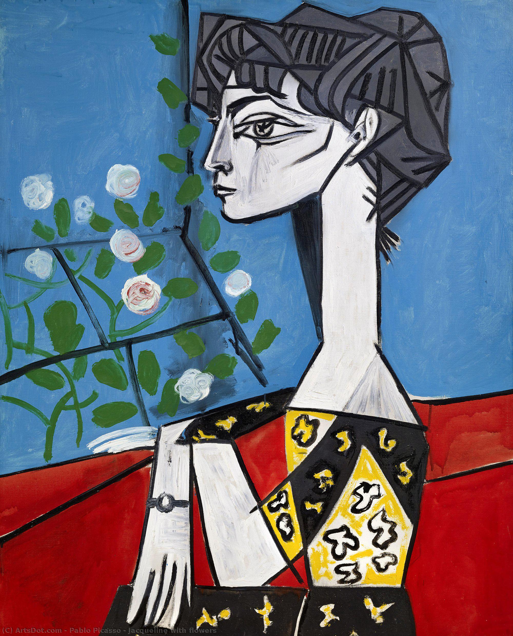 Pablo Picasso - Jacqueline con fiori