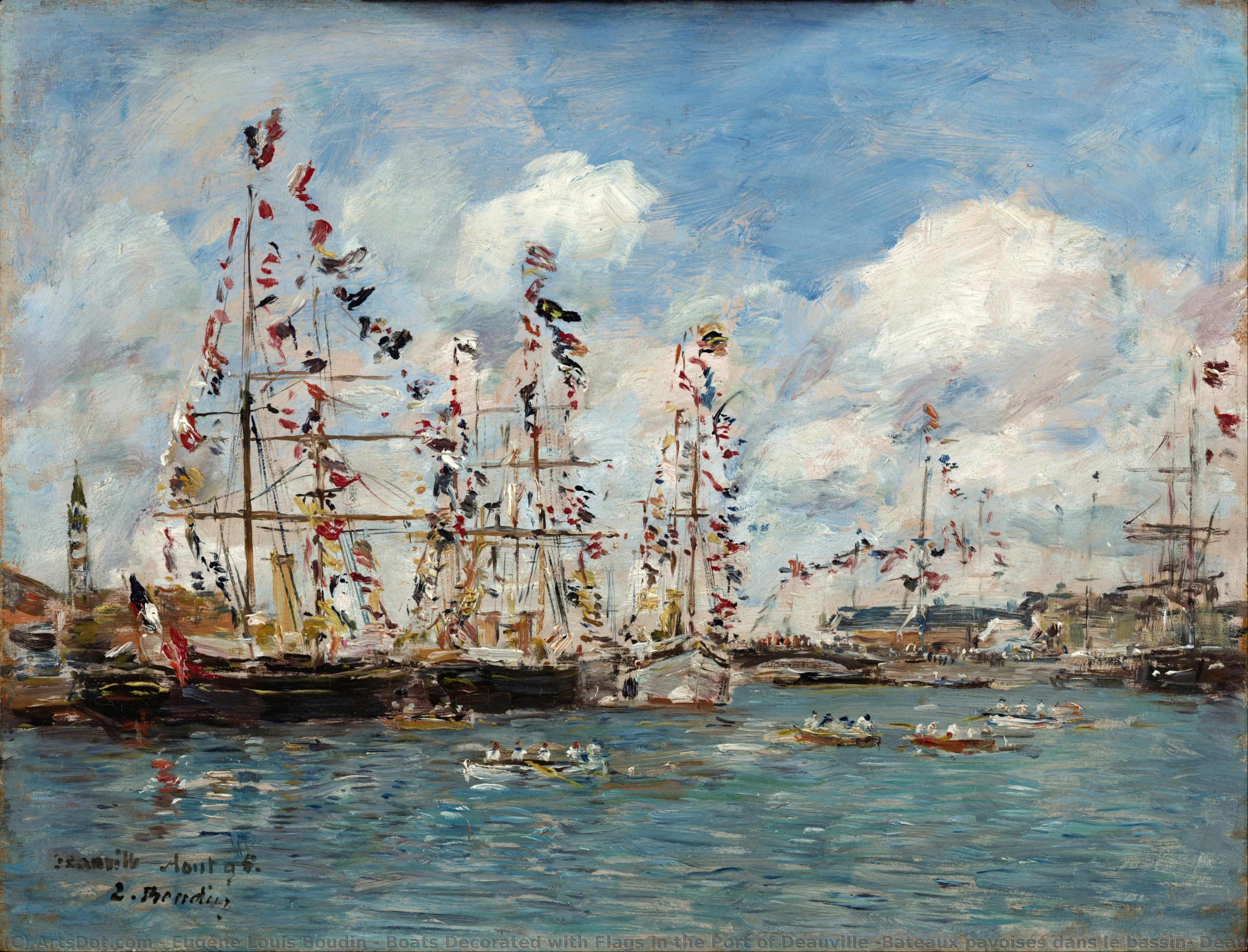 Boats Decorated With Flags In The Port Of Deauville (bateaux Pavoisés Dans Le Bassin, Deauville) — Eugen Jožef Boudin