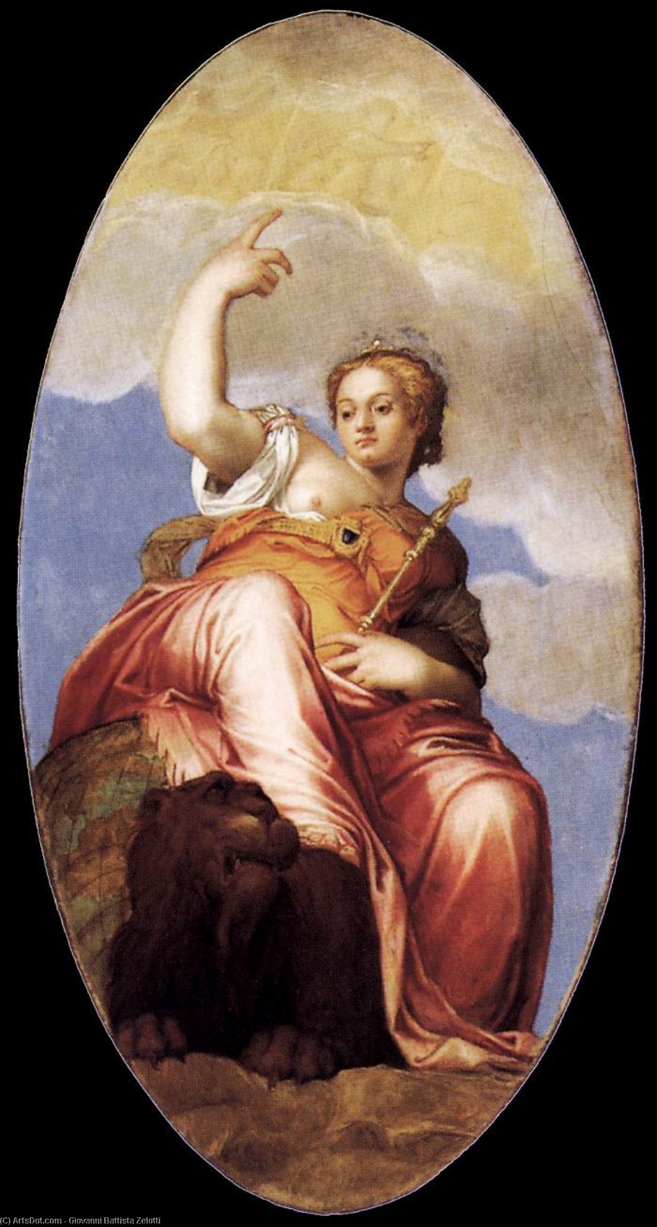 Venice Seated Upon The Globe And Upon A Lion — Giovanni Battista Zelotti