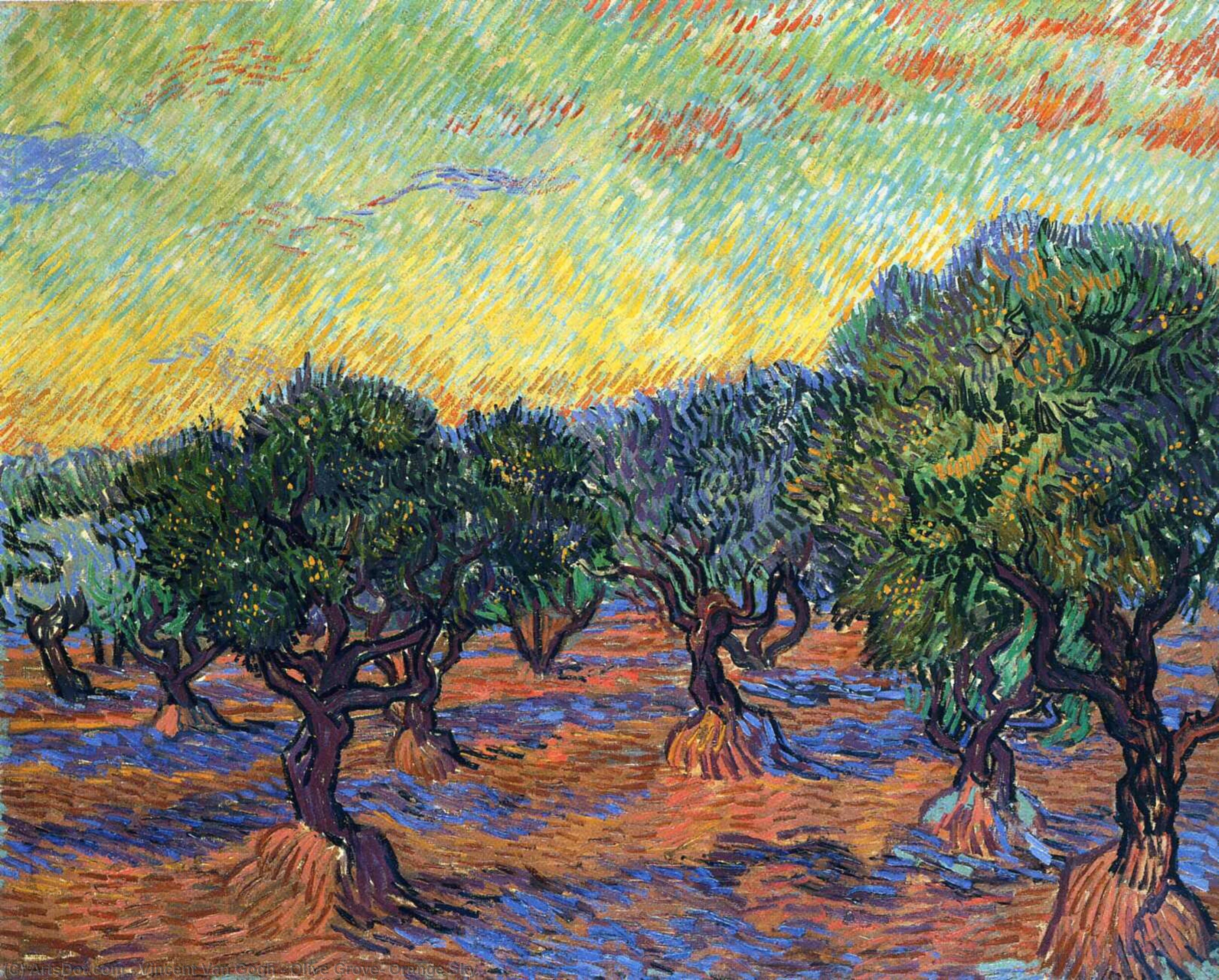 Zeytin Bahçesi: Turuncu Gökyüzü — Vincent Van Gogh