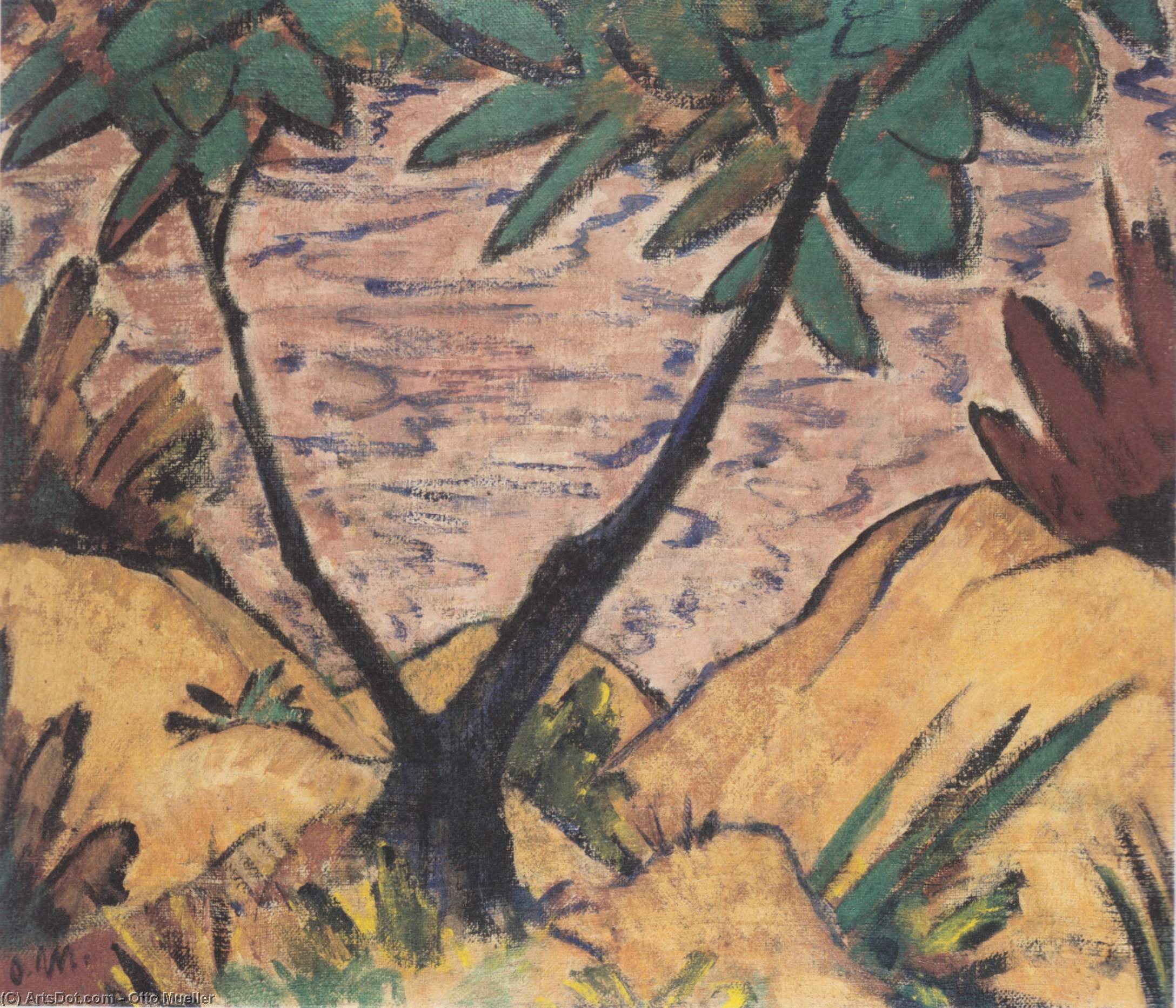 Landscape With Forked Tree — Otto Müller