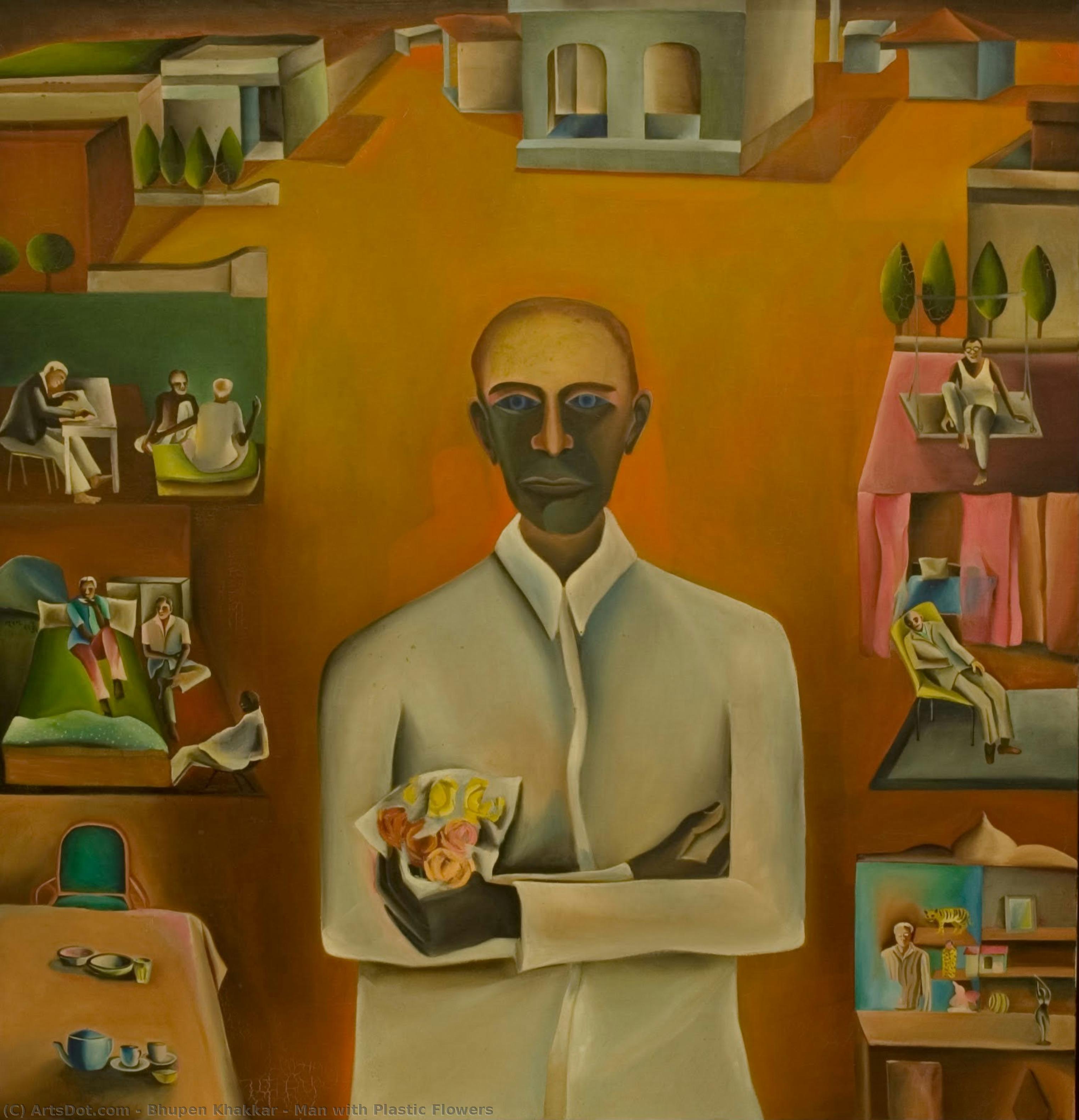 bhupen khakkar - Man with Plastic Flowers