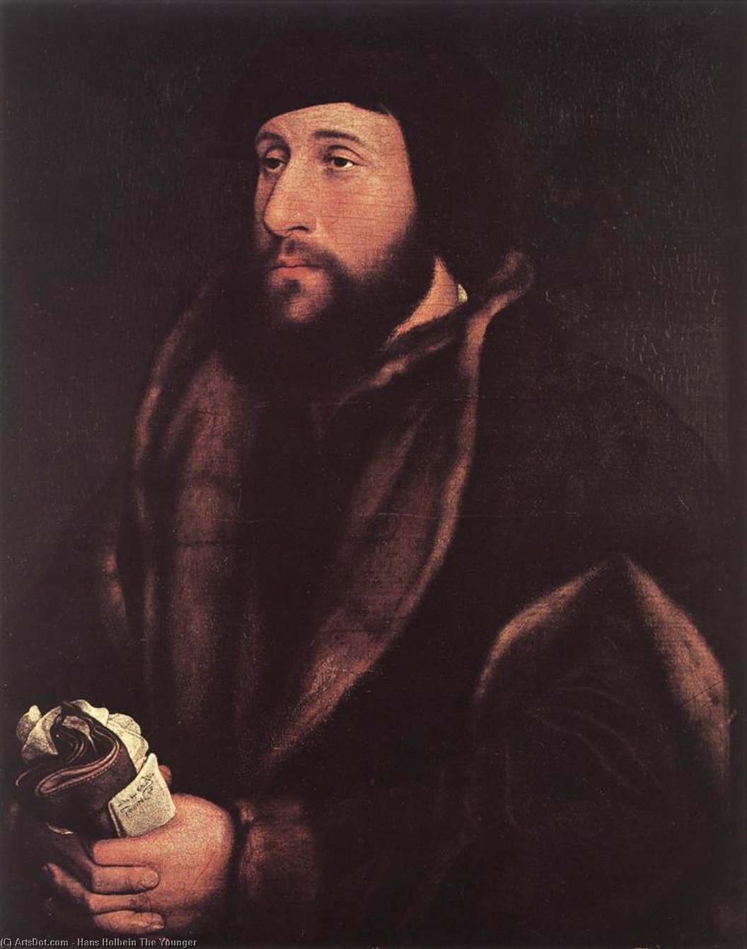 Hans Holbein Der Jüngere: Portrait Of A Man Holding Gloves And Letter — Hans Holbein Der Jüngere
