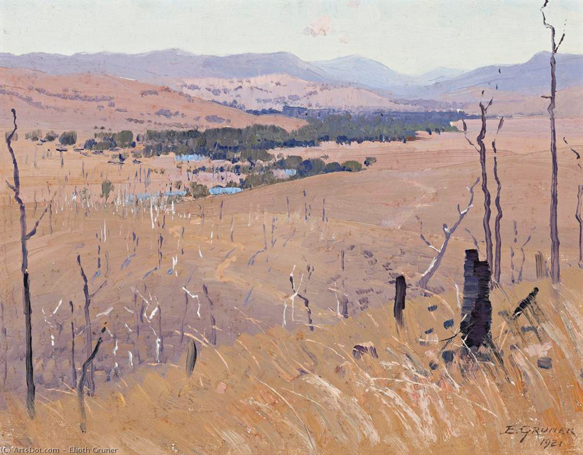 Elioth Gruner - Scene At Maiden Head, New England