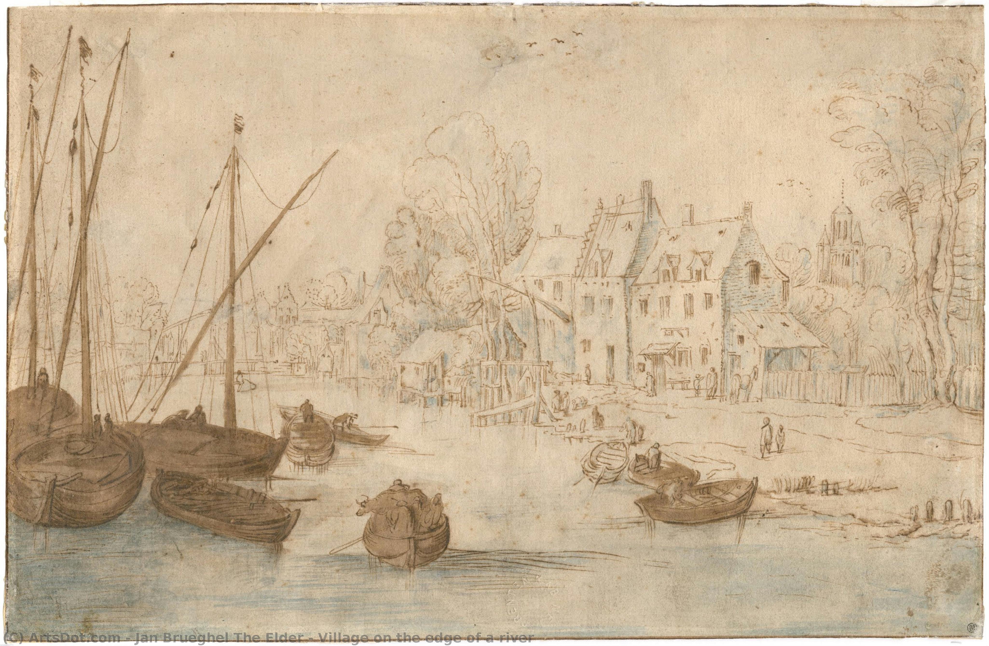 Village On The Edge Of A River — Jan Breughel Starší