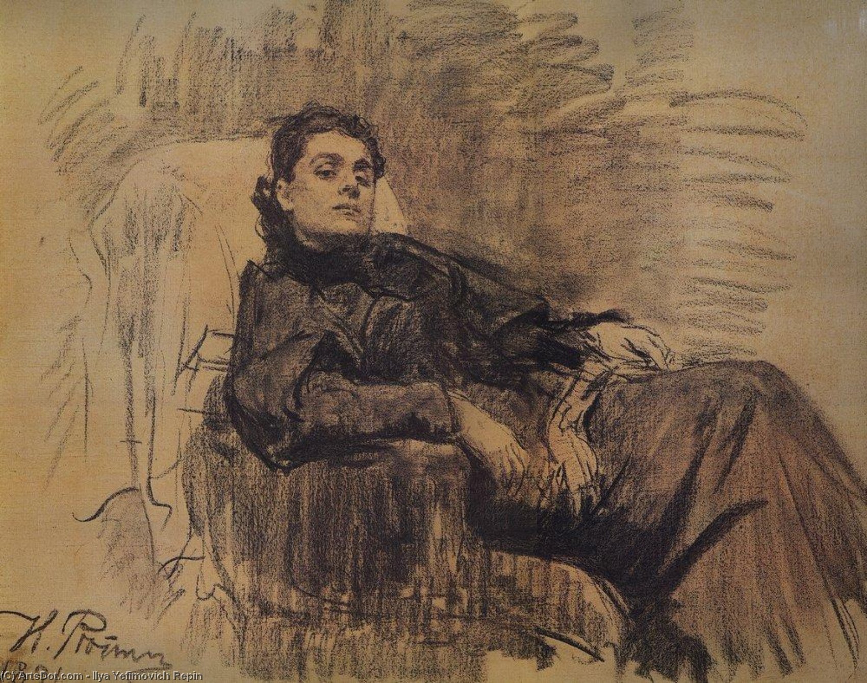 Retrato De La Actriz Eleonora Duse — Ilya Yefímovich Repin