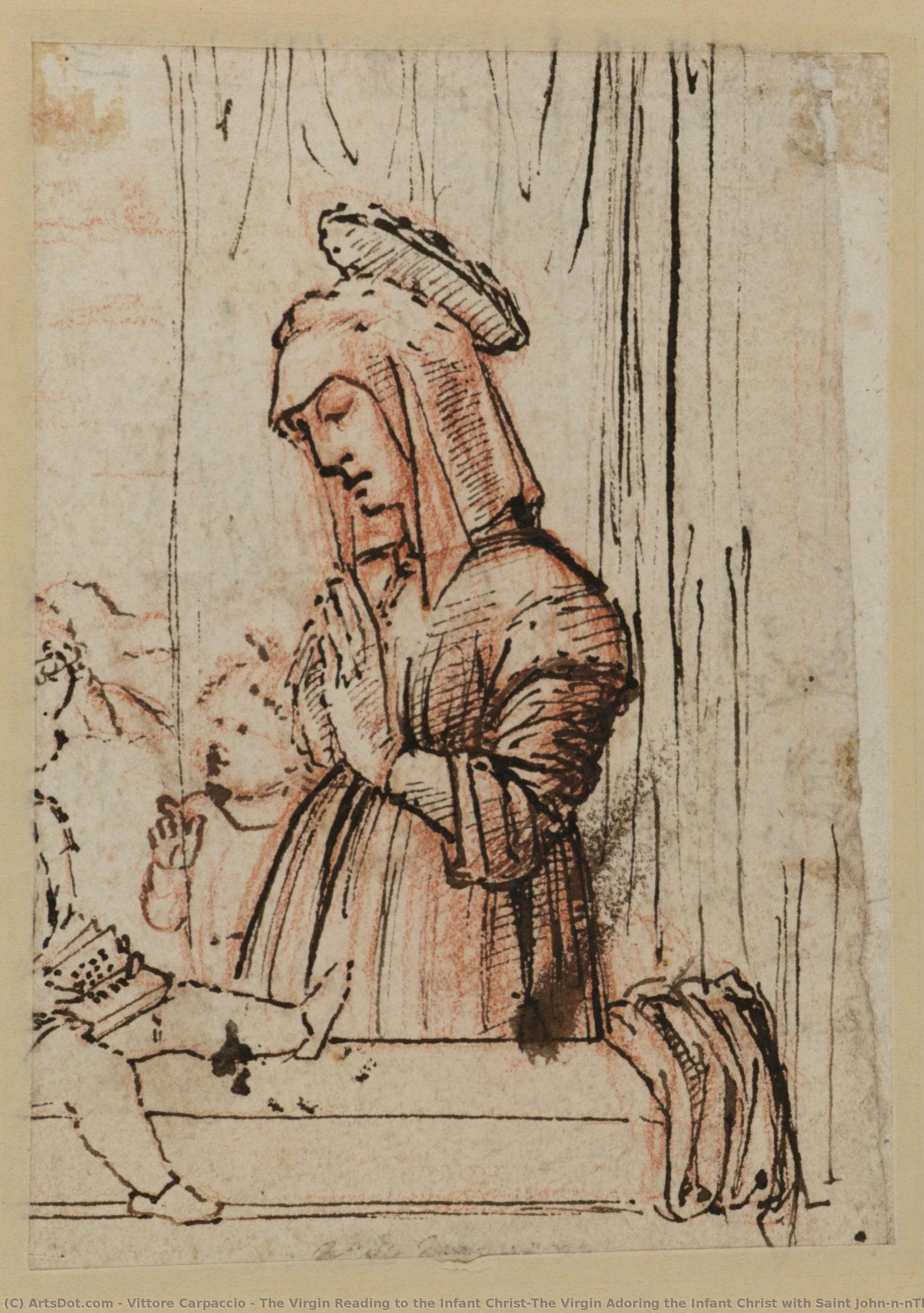The Virgin Reading To The Infant Christ/the Virgin Adoring The Infant Christ With Saint John\n\nthe Virgin Reading To The Infant Christ (recto) — Vittore Carpaccio