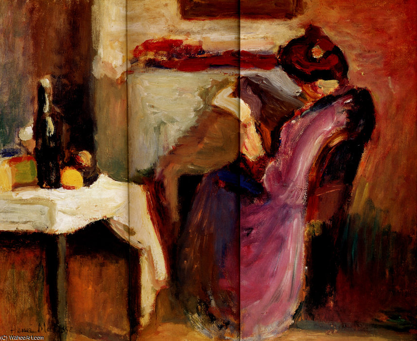 Liseuse En Robe Violette Huile Sur Toile Reims, Musée St Denis — Henri Matisse