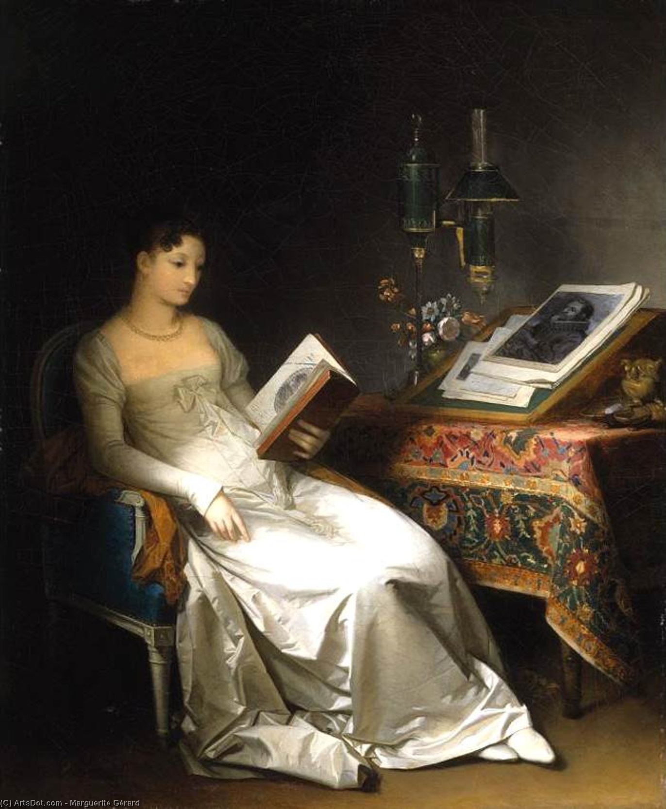 Marguerite Gérard - Lady Reading in an Interior