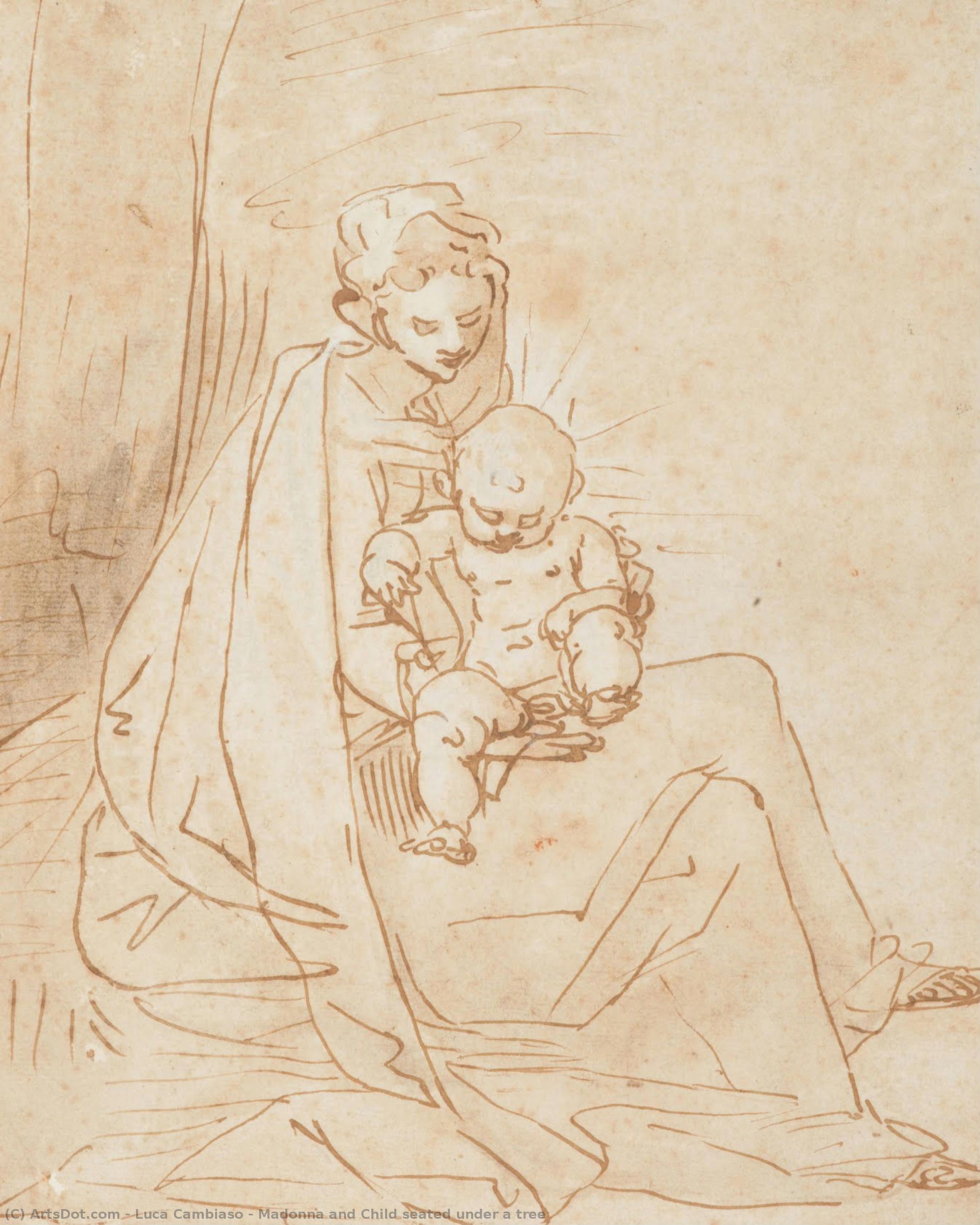 Madone Et L'enfant Assis Sous Un Arbre — Luca Cambiaso (lucchetto Da Genova)