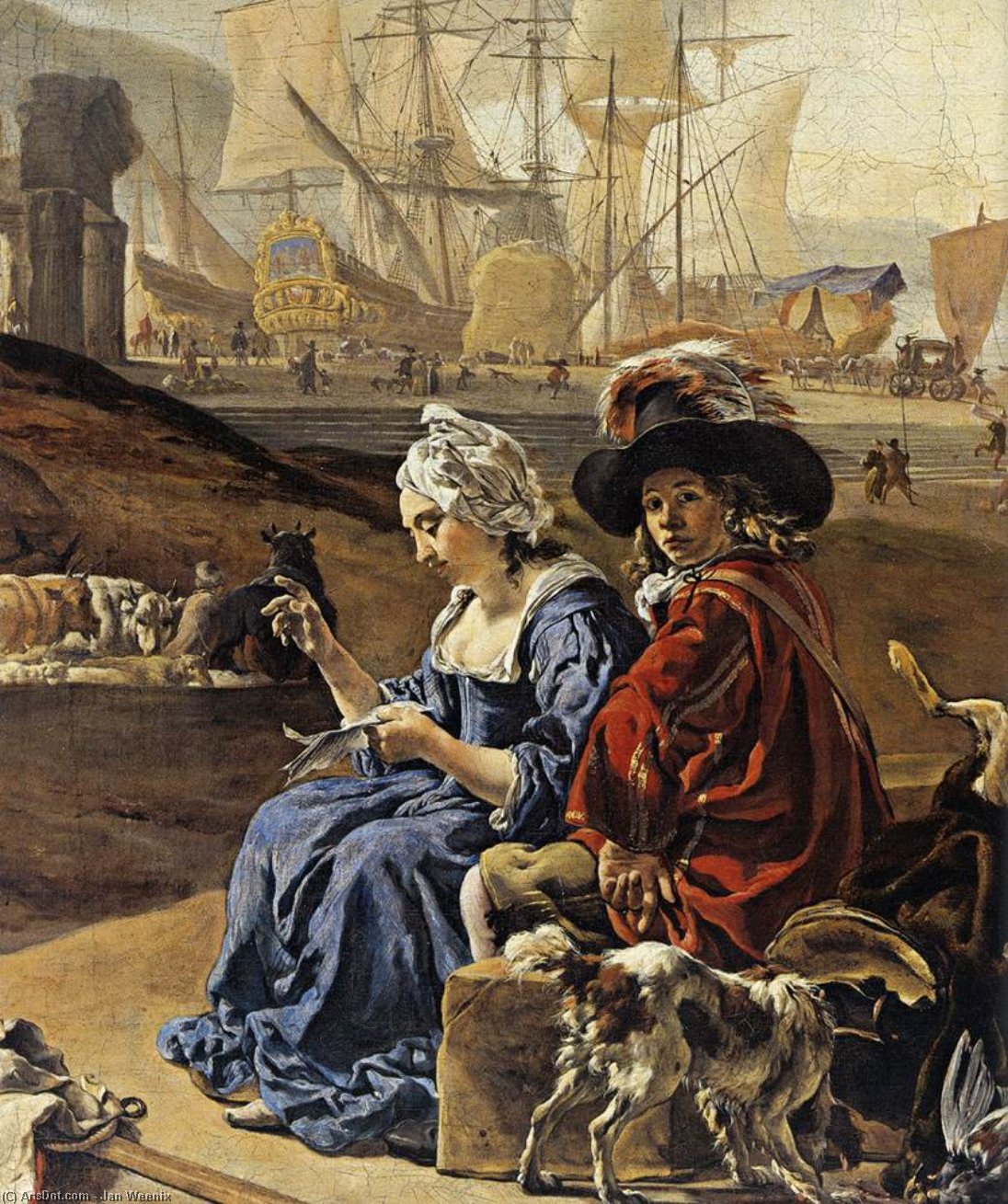 An Italian Seaport (detail) — Jan Weenix