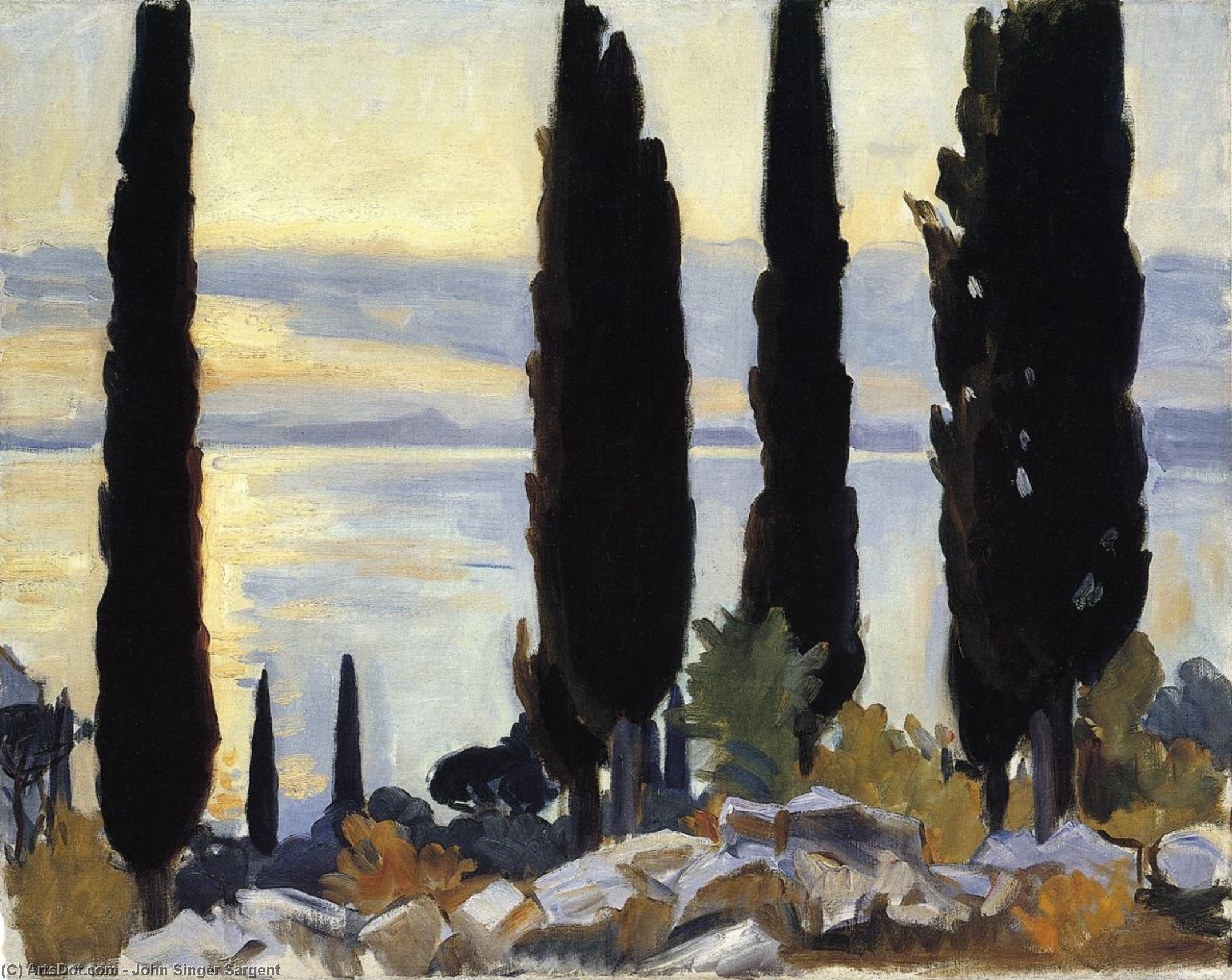 John Singer Sargent, Cypress Trees at San Vigilio