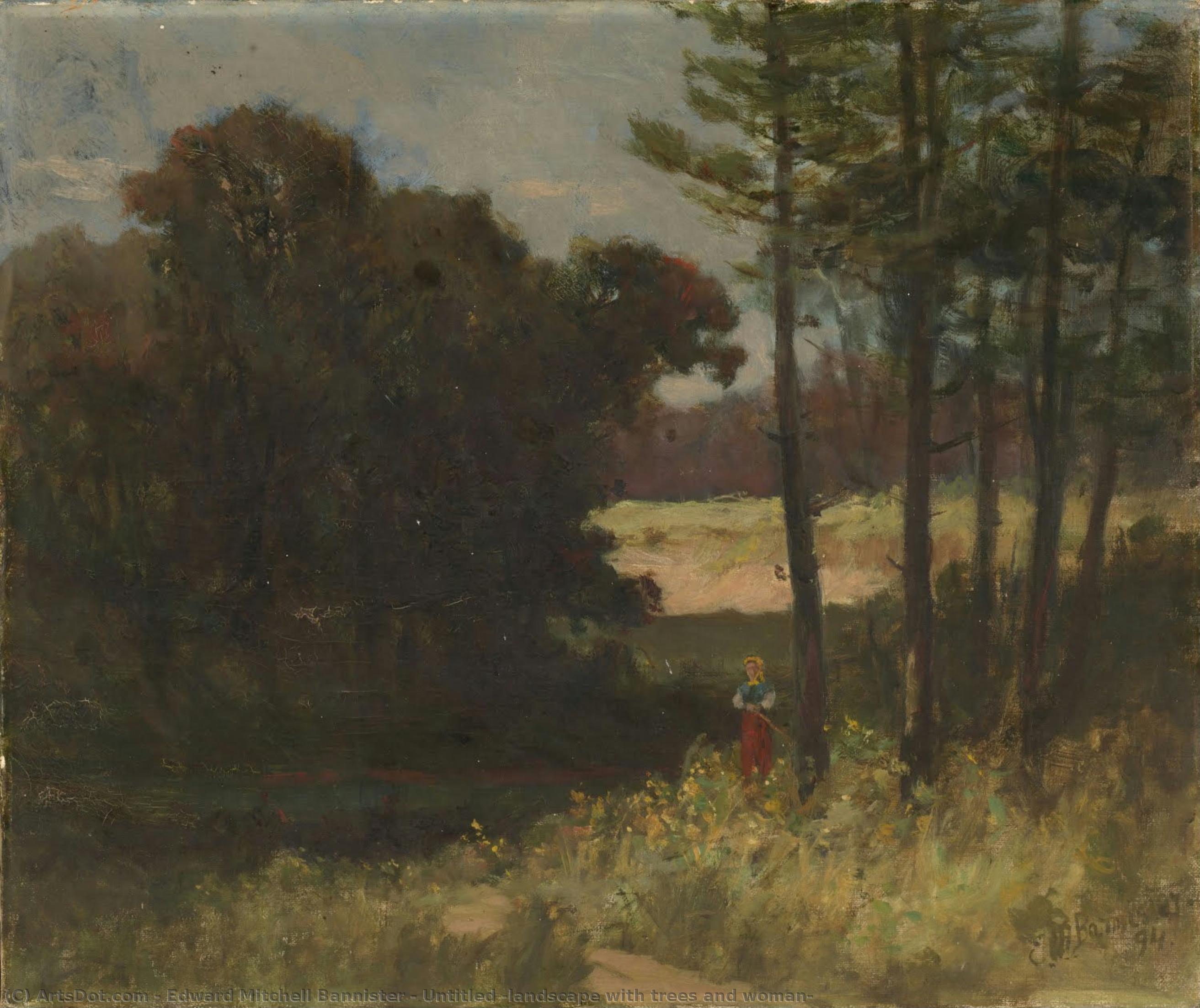 Untitled (landscape With Trees And Woman) — Edward Mitchell Bannister