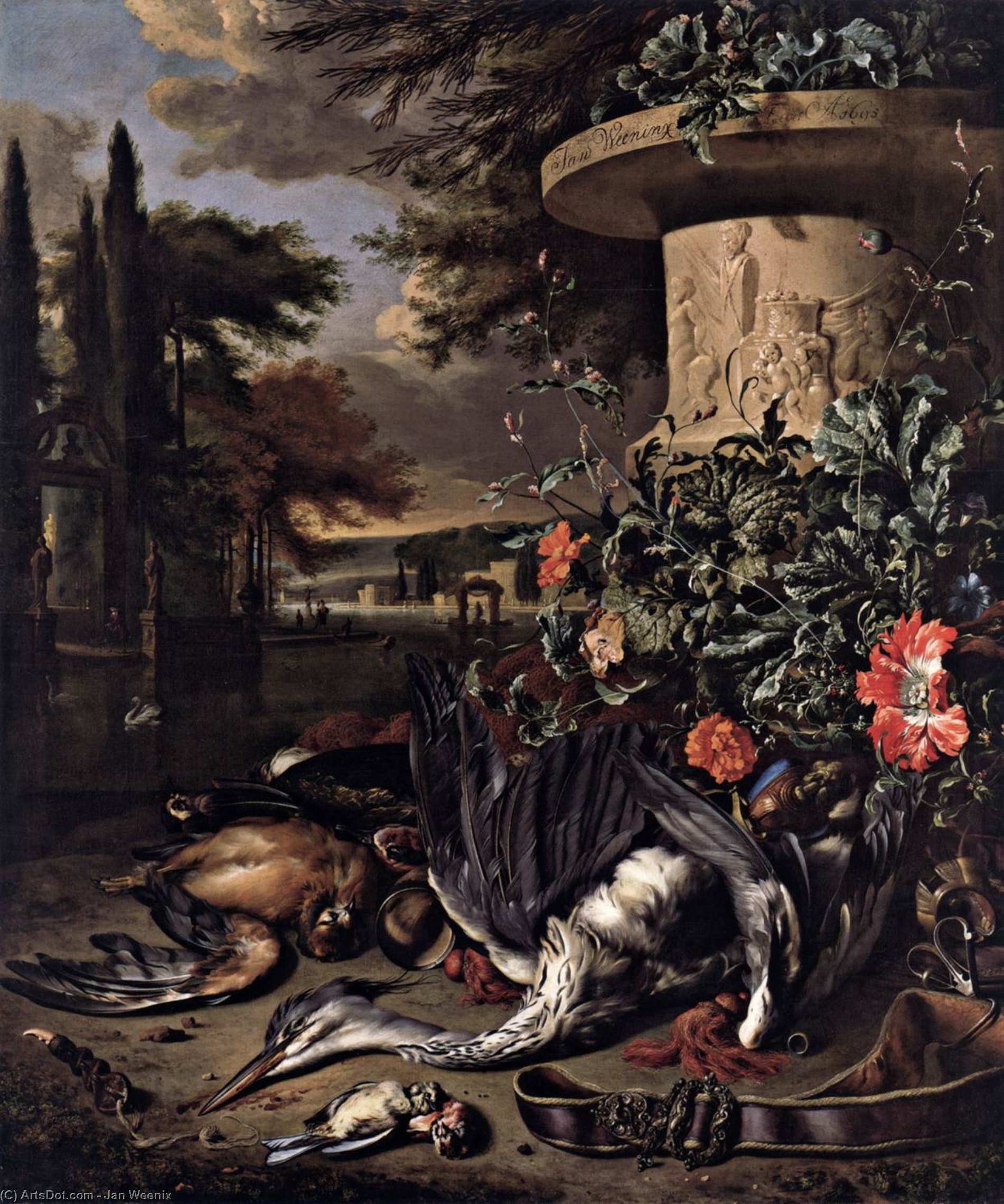 Jan Weenix - Gamepiece with a Dead Heron