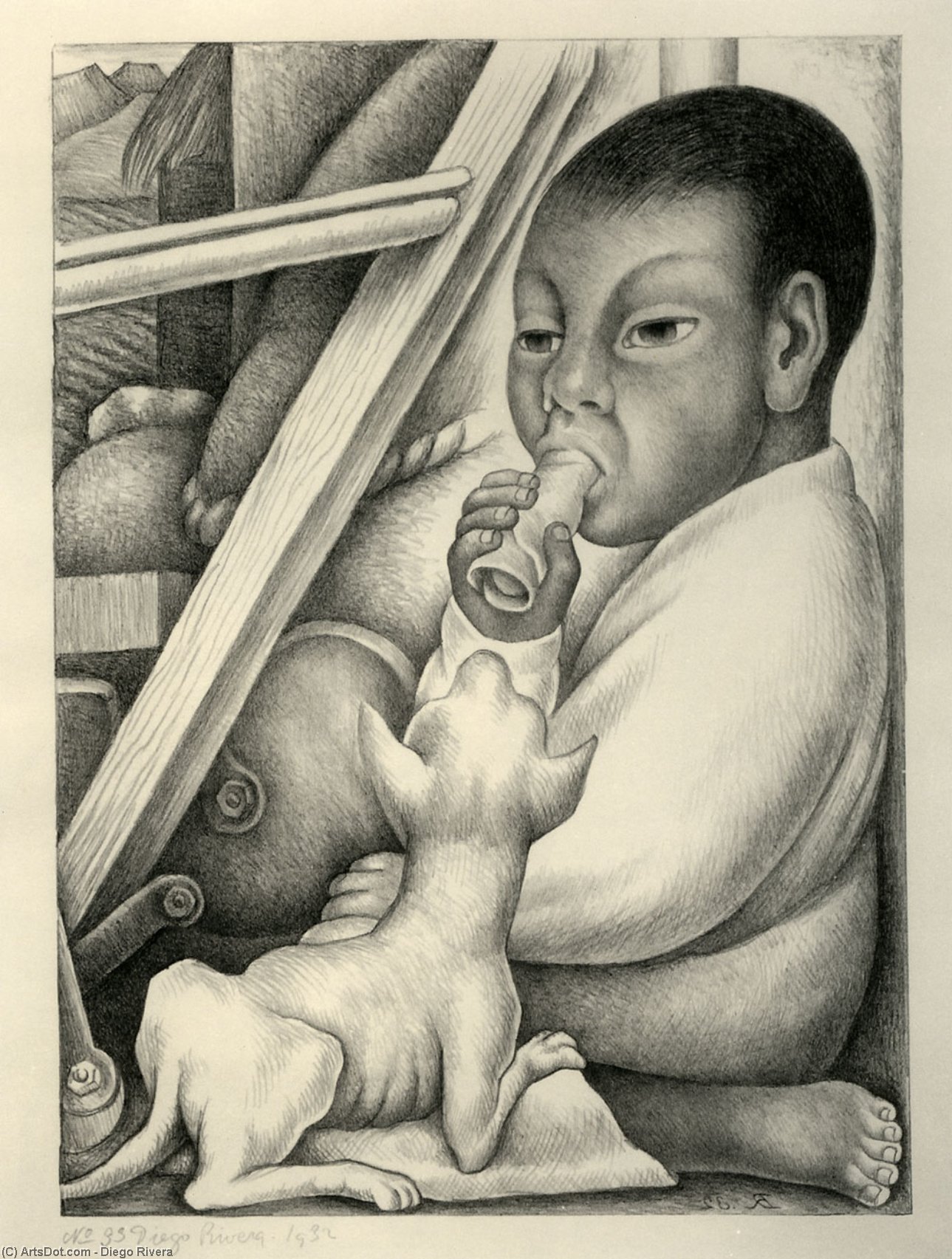 Boy And Dog — Diego Rivera
