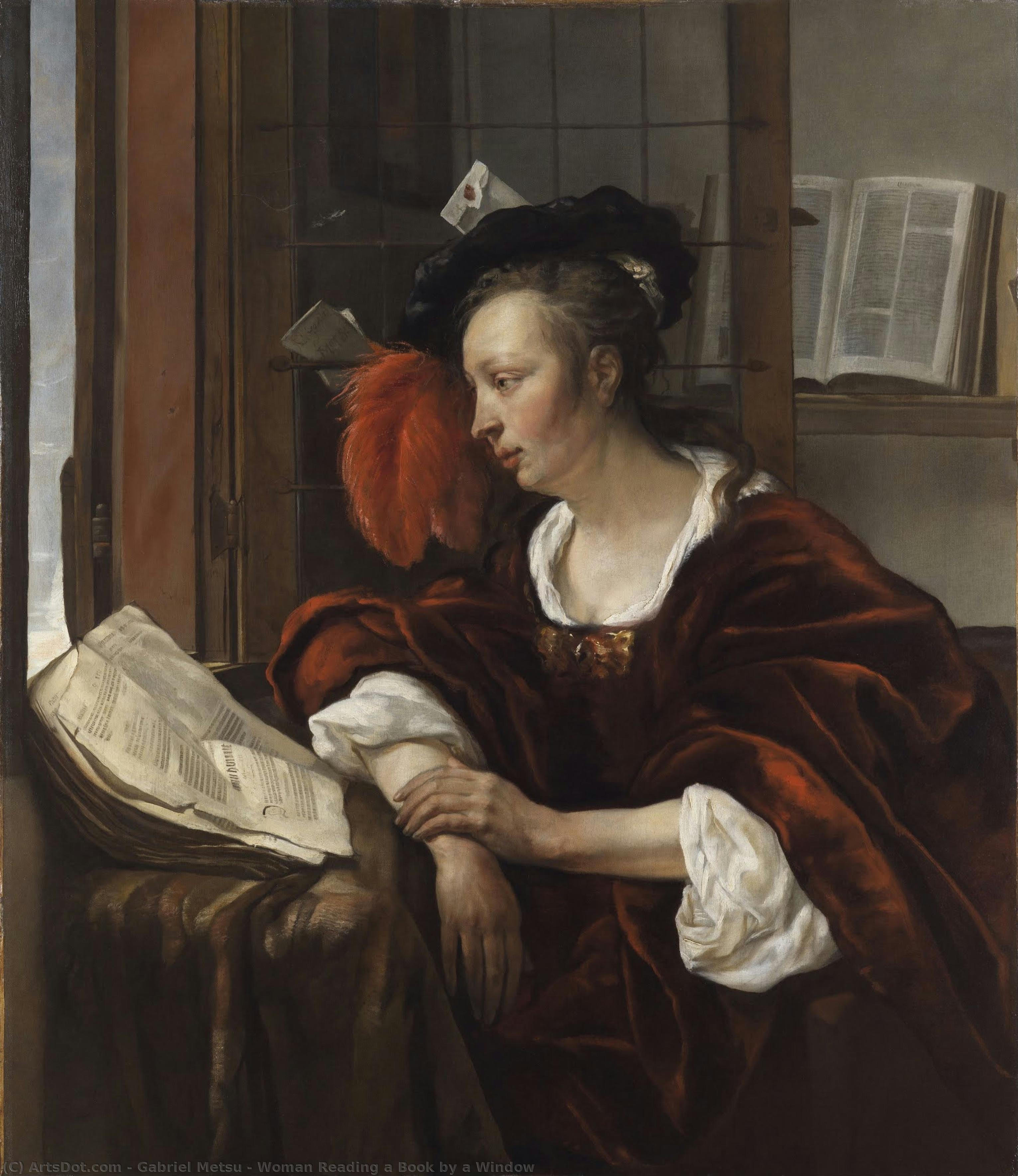 Kvinner Lesende Bok Ved Vindu — Gabriel Metsu