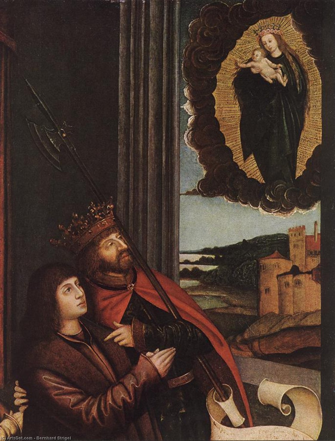 St Ladislas Předává Vladislava Ii. A Jeho Syny Panně Marii — Bernhard Strigel