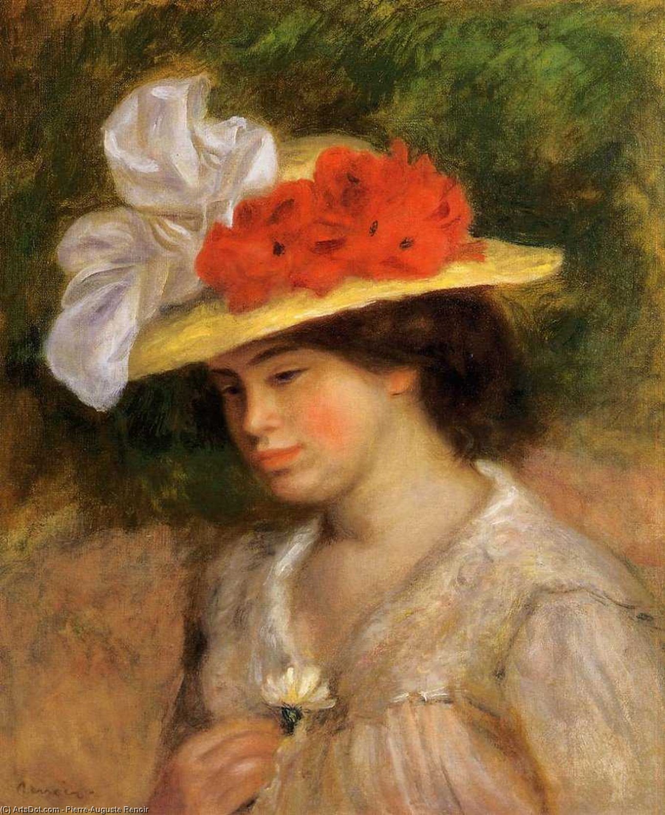 Pierre-Auguste Renoir - Donna con il cappello fiorito