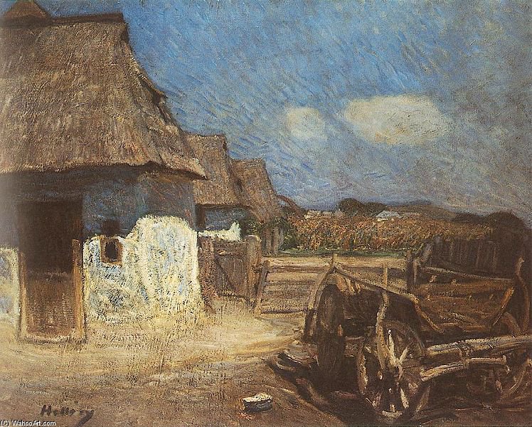 Simon Hollósy - Peasant Yard With Cart