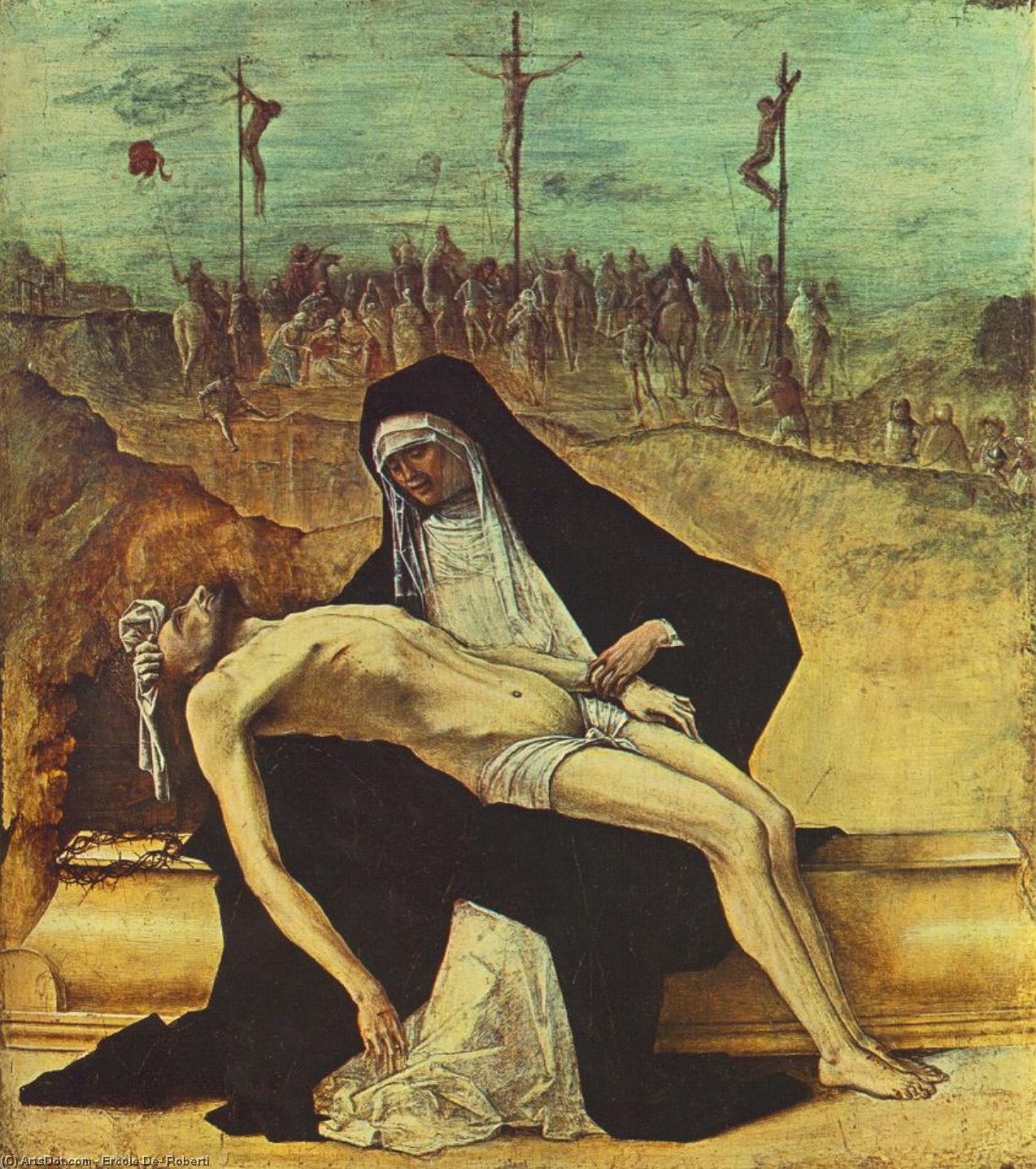 Predella Of Stories Of Christ: 2. Pietà — Ercole De' Roberti