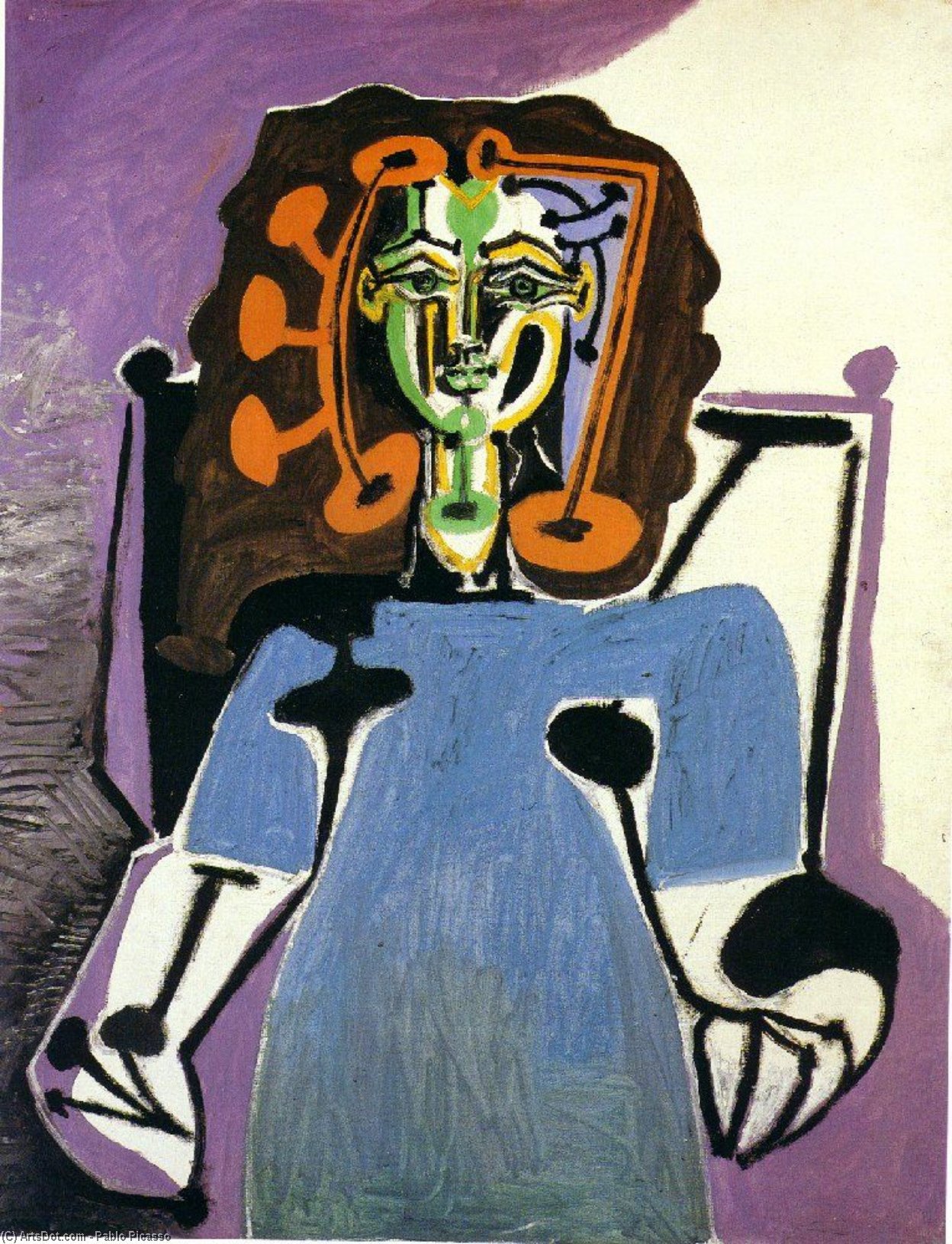 Pablo Picasso - Francoise seduta con abito blu