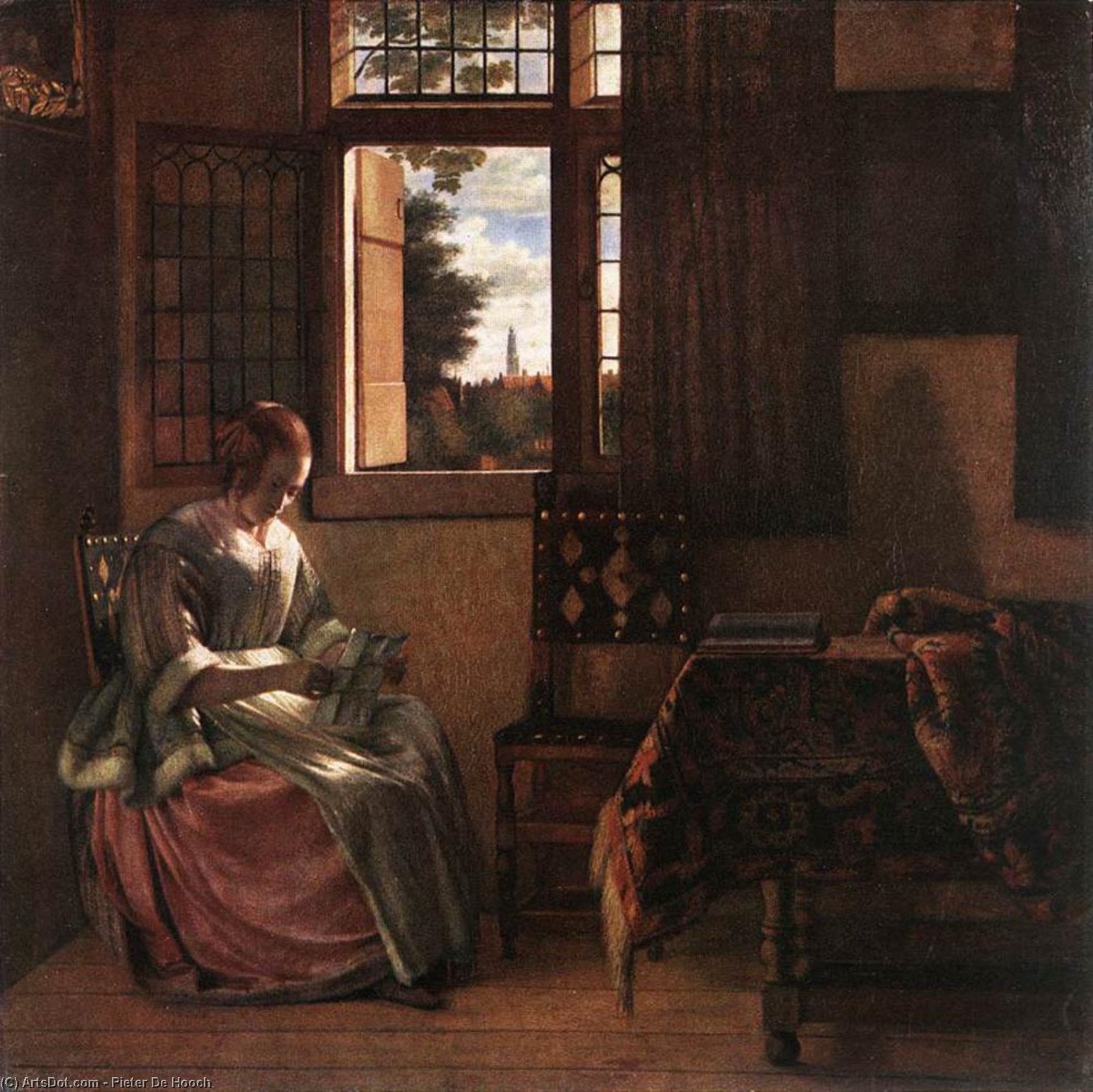 Naeratav Naine Kirjekäsutus — Pieter De Hooch