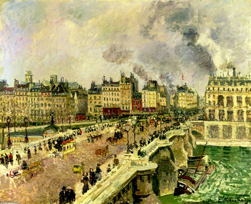 The Pont Neuf, Bonne Mere Laevarengastus — Camille Pissarro