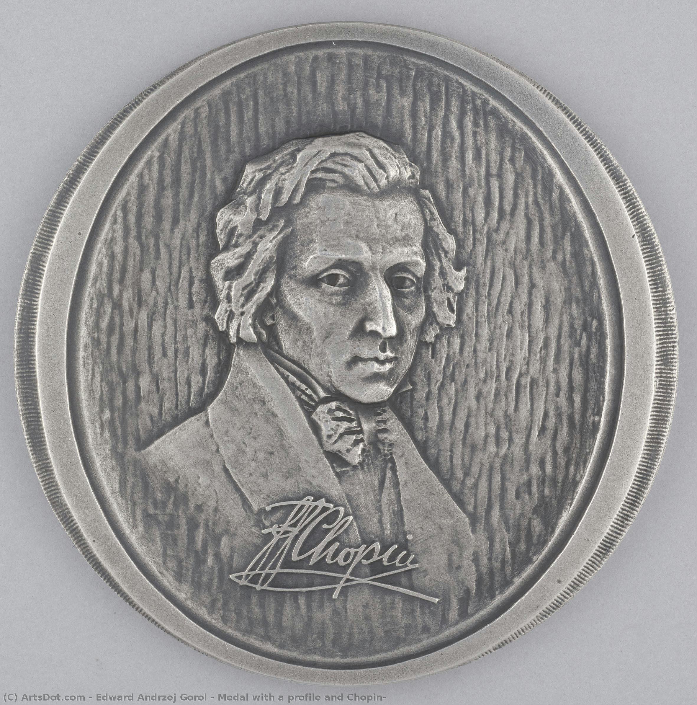 Medaille mit einem Profil und Chopin