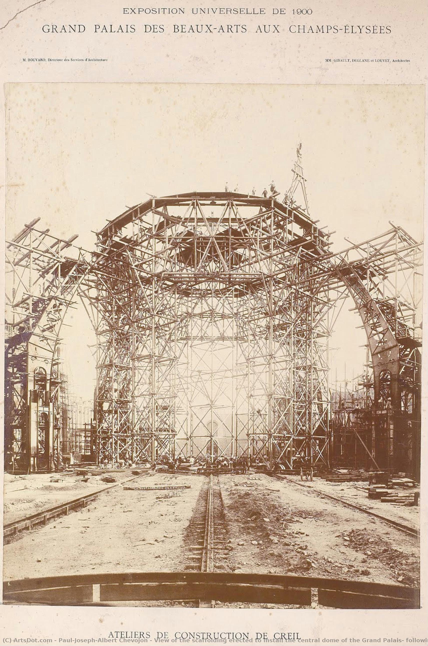 Vista Del Andamiaje Erigido Para Instalar La Cúpula Central Del Grand Palais, Tras La Construcción De La Nave. — Paul-joseph-albert Chevojon