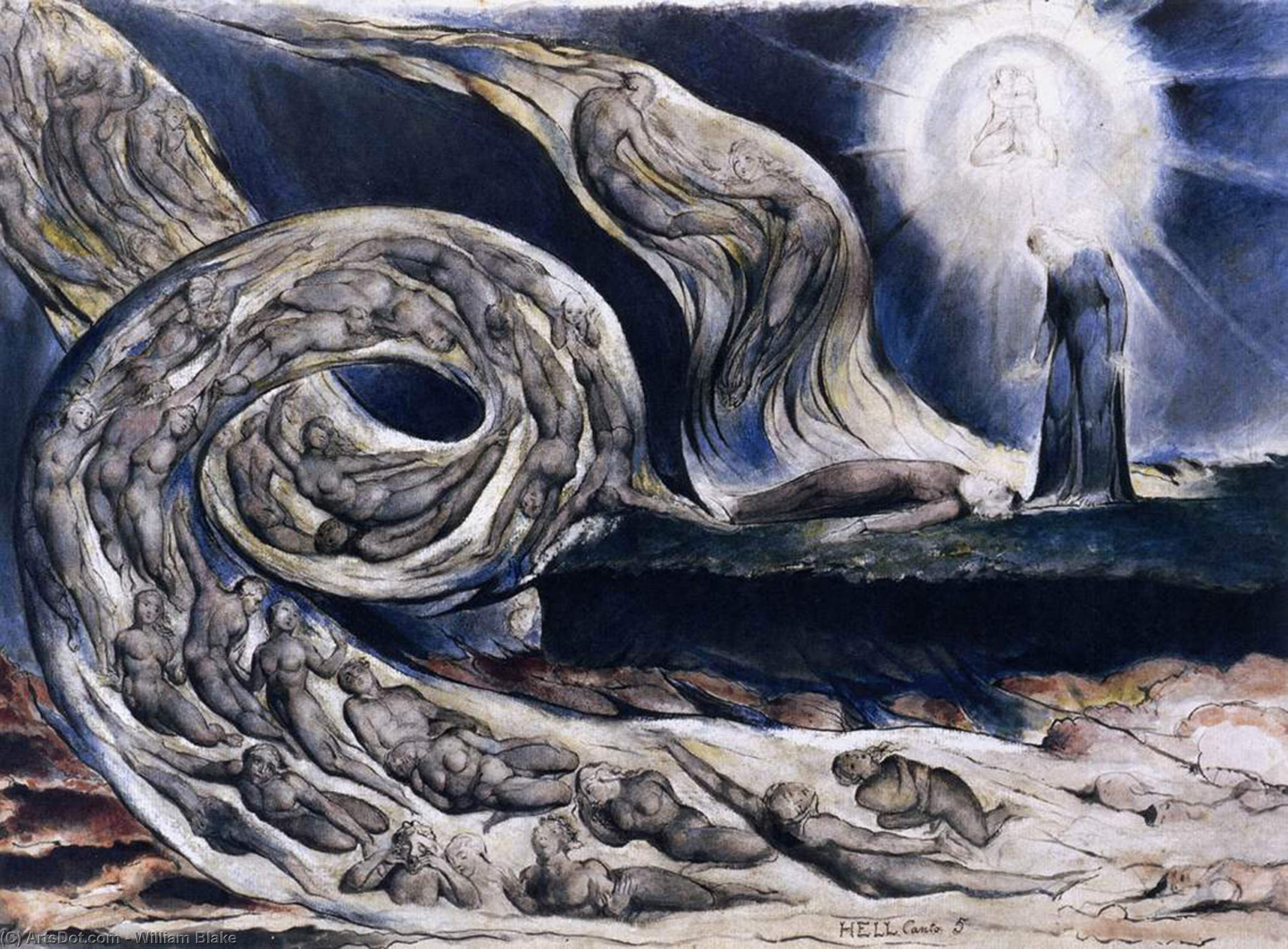 La Tempesta Degli Amanti, Francesca Da Rimini E Paolo Malatesta — William Blake