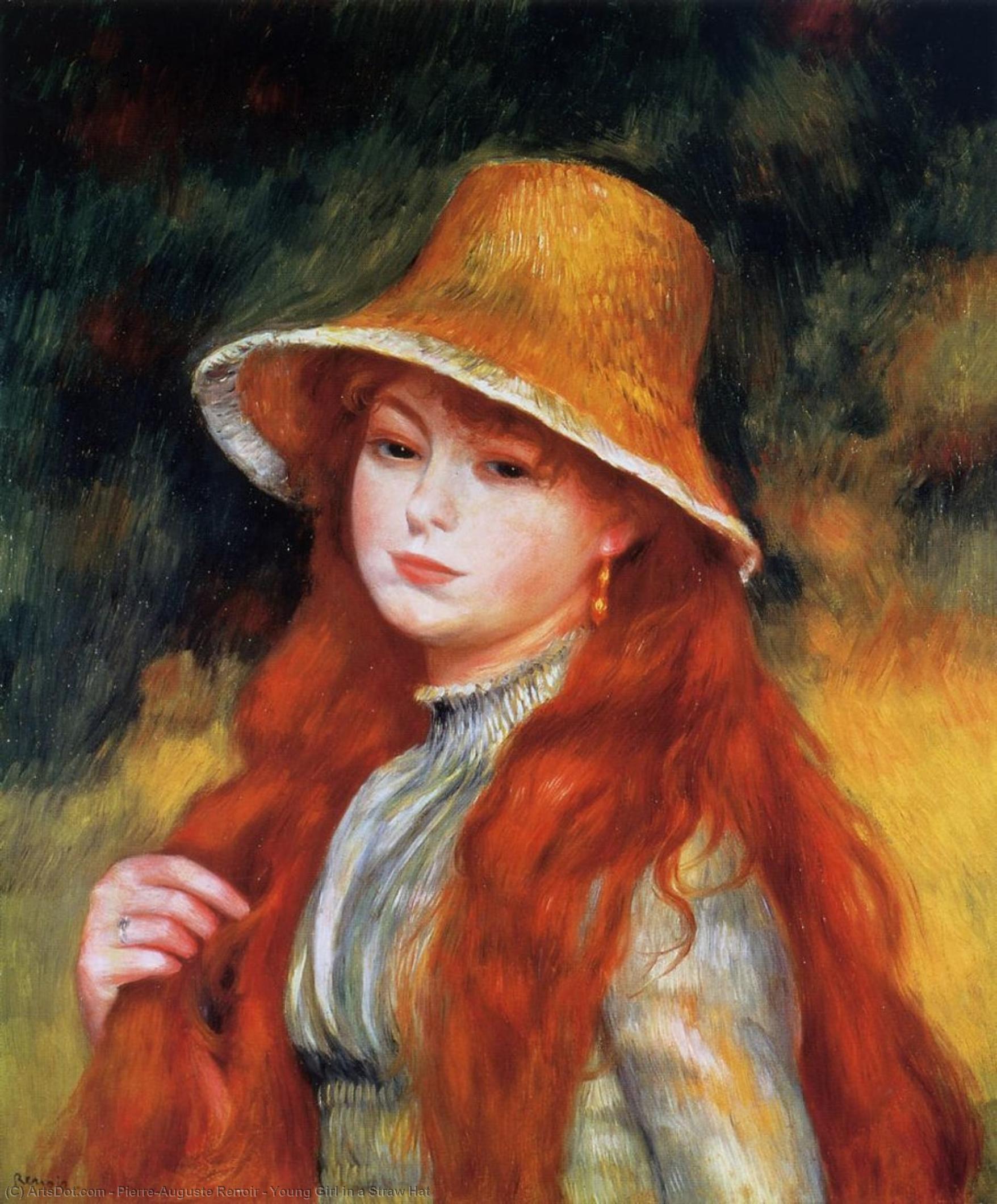 Young Girl In A Straw Hat — Pierre-auguste Renoir