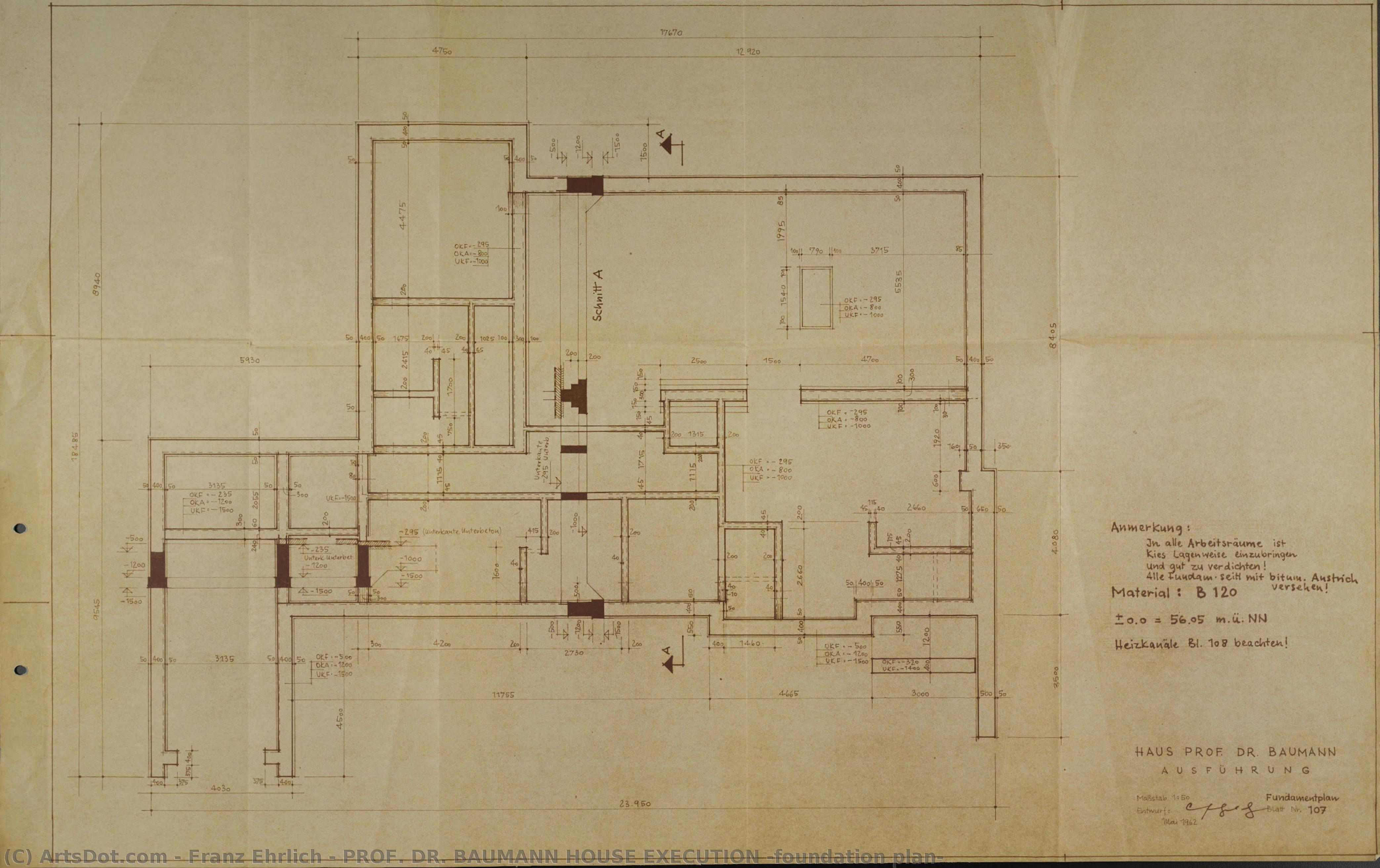 Prof. Dr. Baumann House Execution (foundation Plan) — Franz Ehrlich