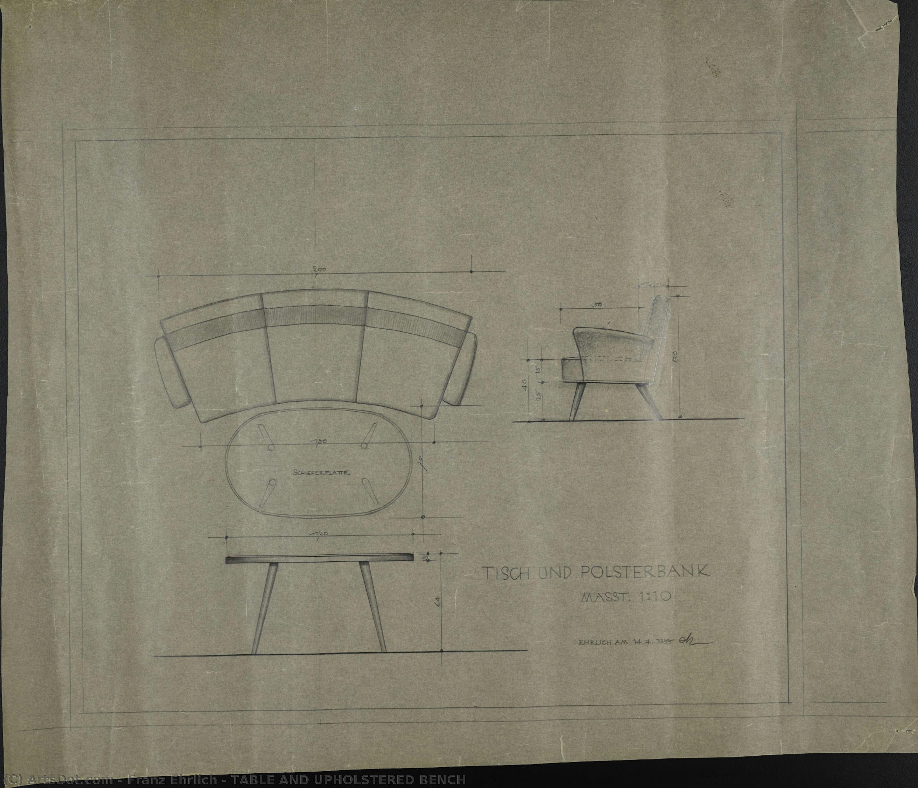 Table And Upholstered Bench — Franz Ehrlich