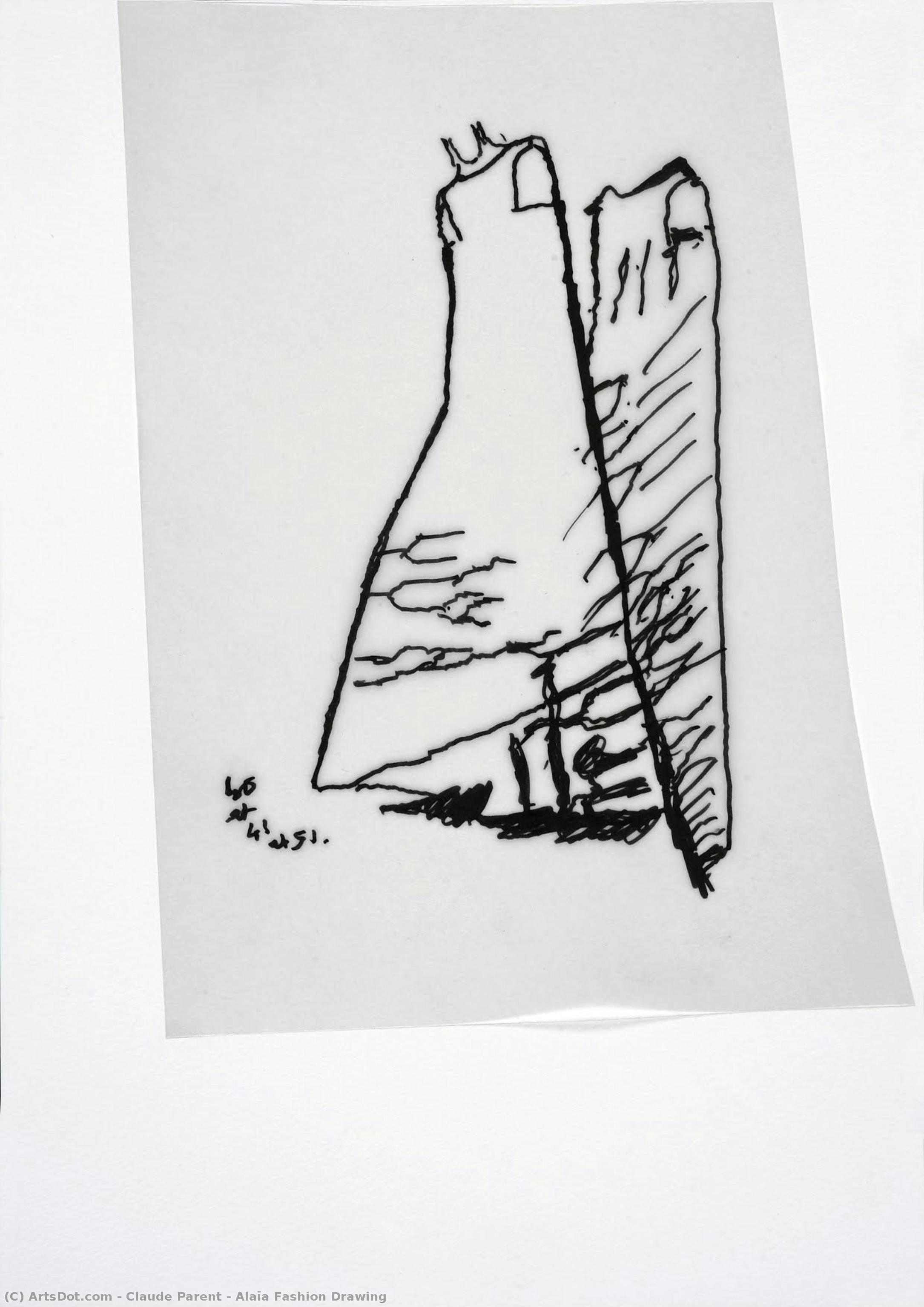 Claude Parent - Alaïa Fashion Drawing