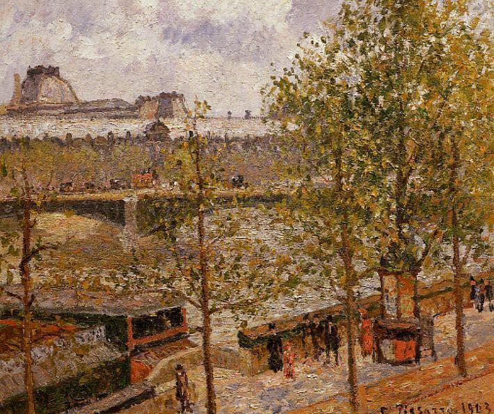 Das Louvre, Morgens, Sonne, Quai Malaquais — Camille Pissarro