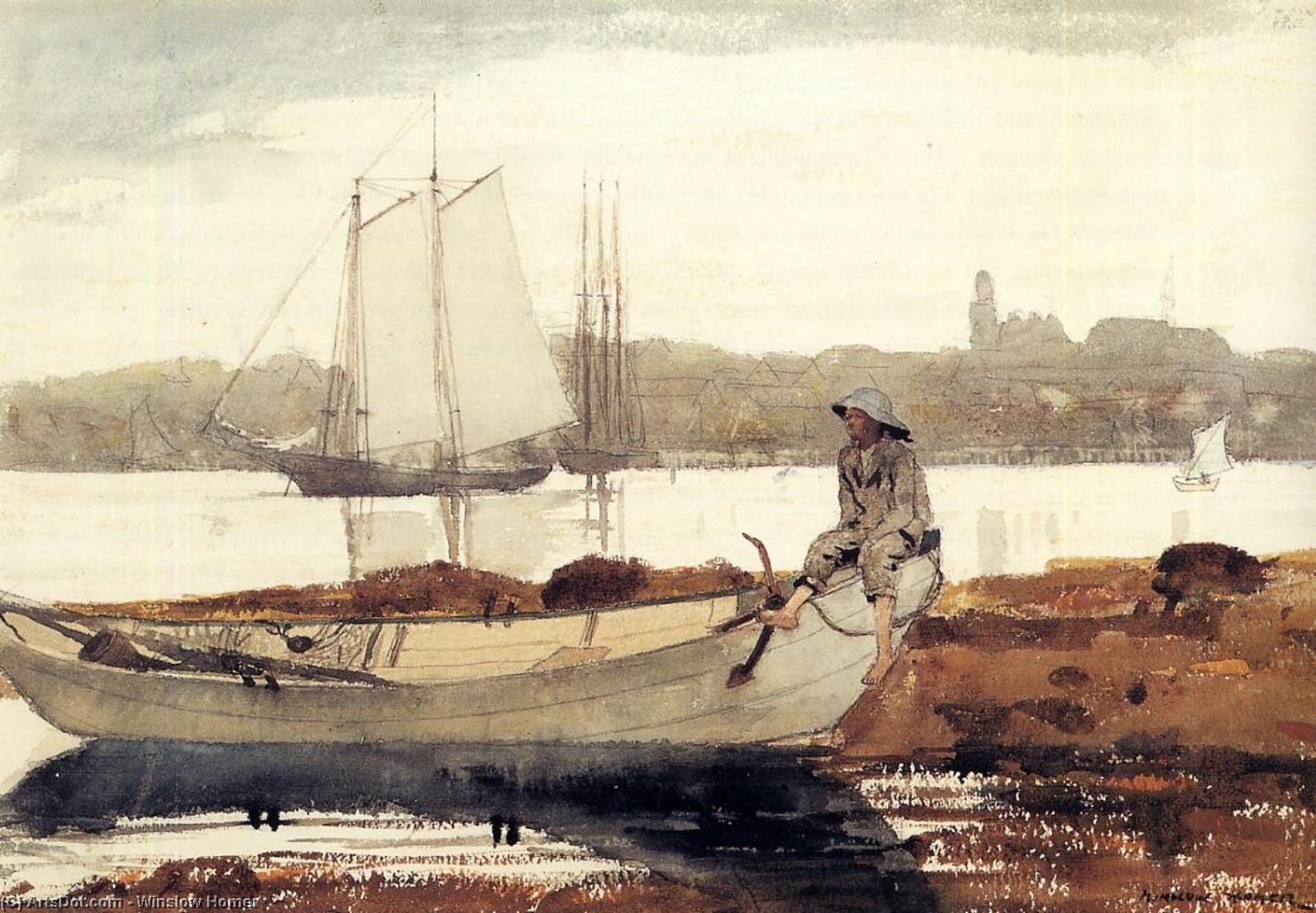 Gloucester Harbor E Dory — Winslow Homer