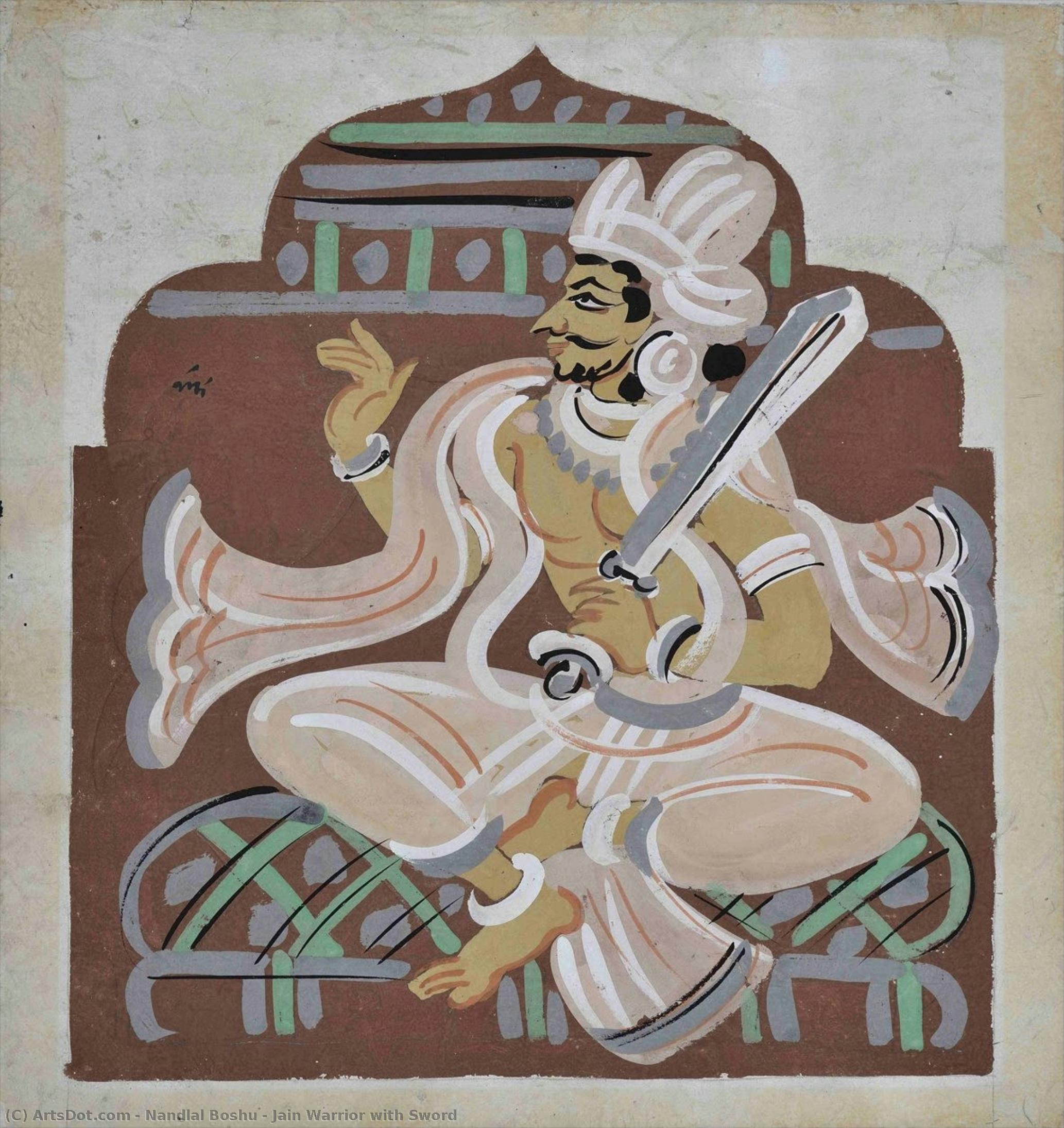 Jain Warrior With Sword — Nandlal Bose