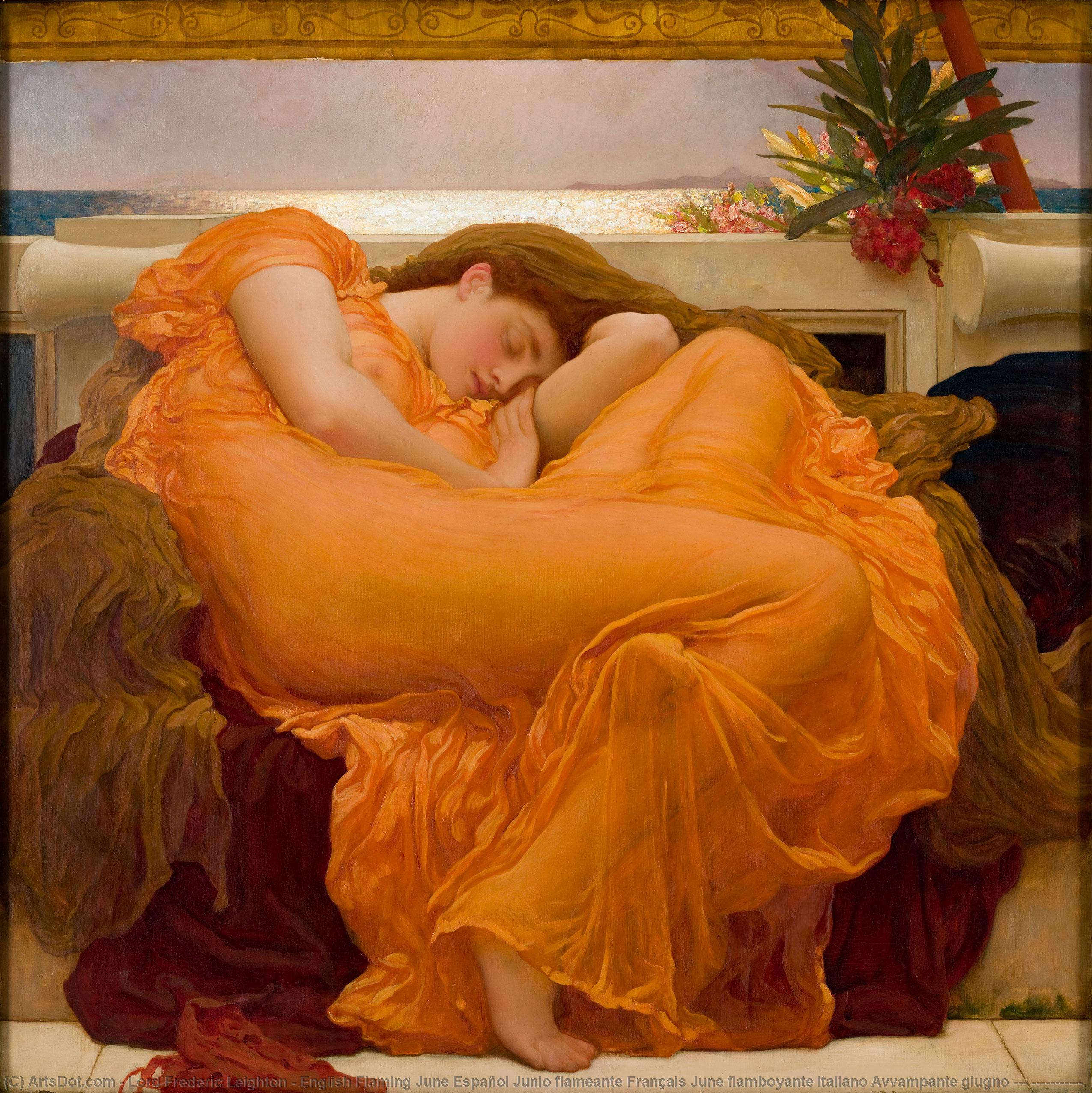 English Flaming June Junio Flameante Français June Flamboyante Italiano Avvampante Giugno 日本語 フレイミング・ジューン Português Sol Ardente De Junho Slovenčina Žeravý Jún — Sir Frederic Lord Leighton