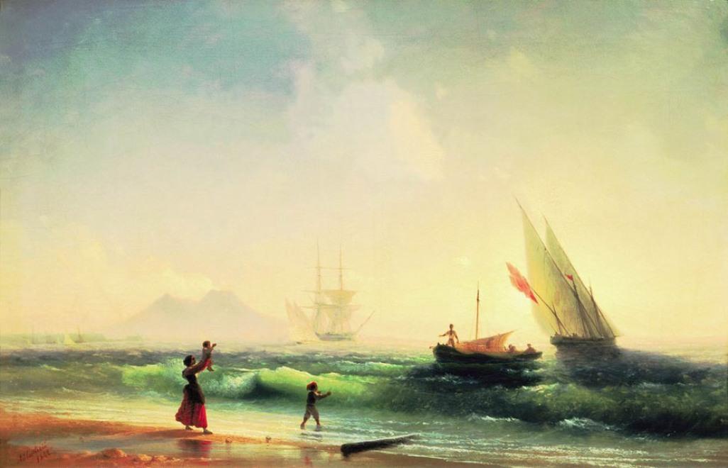 Encontro De Pescadores Na Costa Da Baía De Nápoles — Ivan Aivazovsky