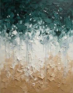 Ethereal Strata Of Ochre And Verdant Shadows In Sculptural Impasto Relief — David Moreau, Plaster & Texture Art