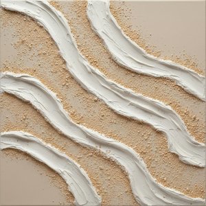 Rythmes Sculptés En Crème Et Sable : Une Étude Monolithique D'ondes Organiques En Impasto — David Moreau