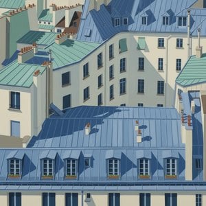 Sérénité Géométrique : Une Étude Monumentale de Plans Urbains Bleus et d'Ombres Silencieuses
