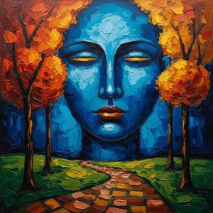 Eternal Azure Monolith: A Meditative Journey Through Autumnal Echoes And Blue Serenity — Christian Noiret