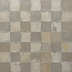Layered Taupe Grid In Heavy Impasto Relief — David Moreau