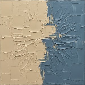 Fragmented Equilibrium: A Monumental Study In Slate Blue And Cream Impasto — David Moreau