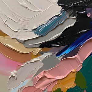 David Moreau - Ephemeral Tides Of Midnight Blue And Rose In Sculptural Impasto Relief