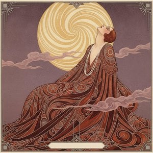 Golden Spiral Amidst Burgundy Drapery And Dusky Clouds — Valentin Laurent De Courcey