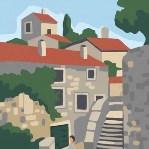 Monolithic Serenity: An Abstracted Mediterranean Vista In Terracotta And Stone — Charles Delorme